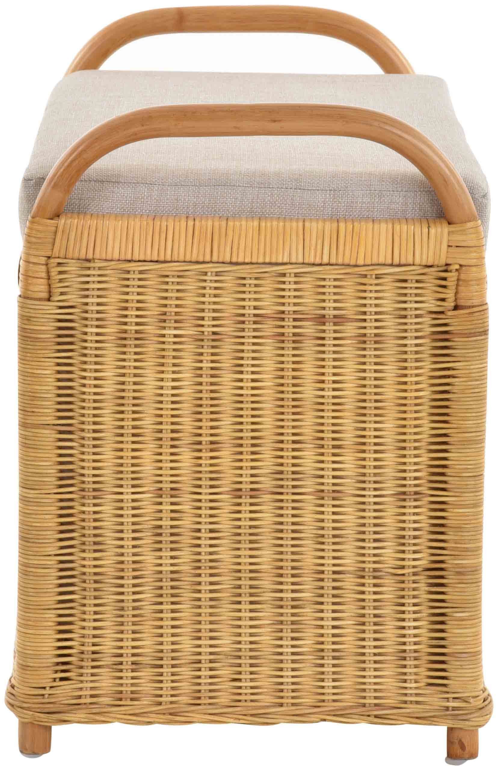 Krines Home Sitzbank Rattan Bank Sitzbank Sitzhocker mit Stauraum gepolstert Wäschetruhe 80, gepolsterter Deckel