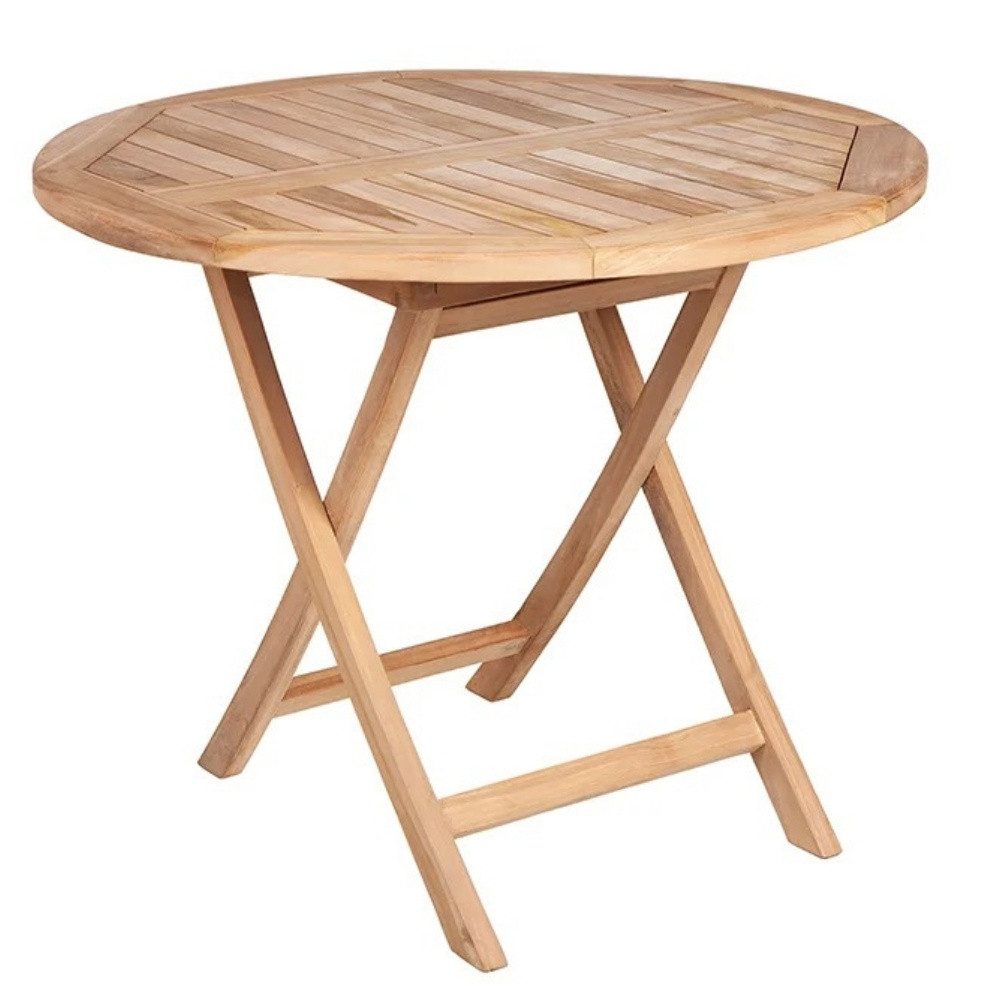LebensWohnArt Gartentisch Teak Gartentisch KURSI klappbar ca. D100cm Esstisch