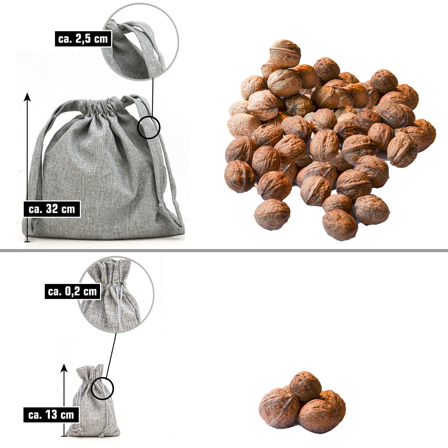 DuneDesign Geschenkpapier 6er Set Nordic Geschenkbeutel Weihnachten 32x32 cm, Stoffbeutel Groß zum Befüllen