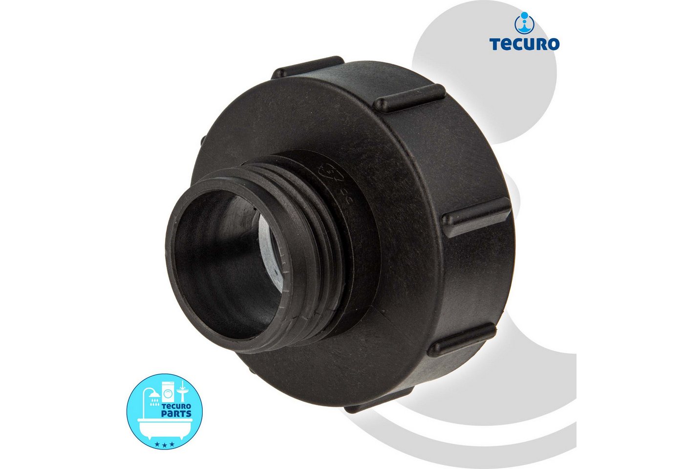 Thumbnail - tecuro Bewässerungssystem IBC Adapter mit Grobgewinde S100 x 8 auf Außengewinde S60 x 6, HDPE