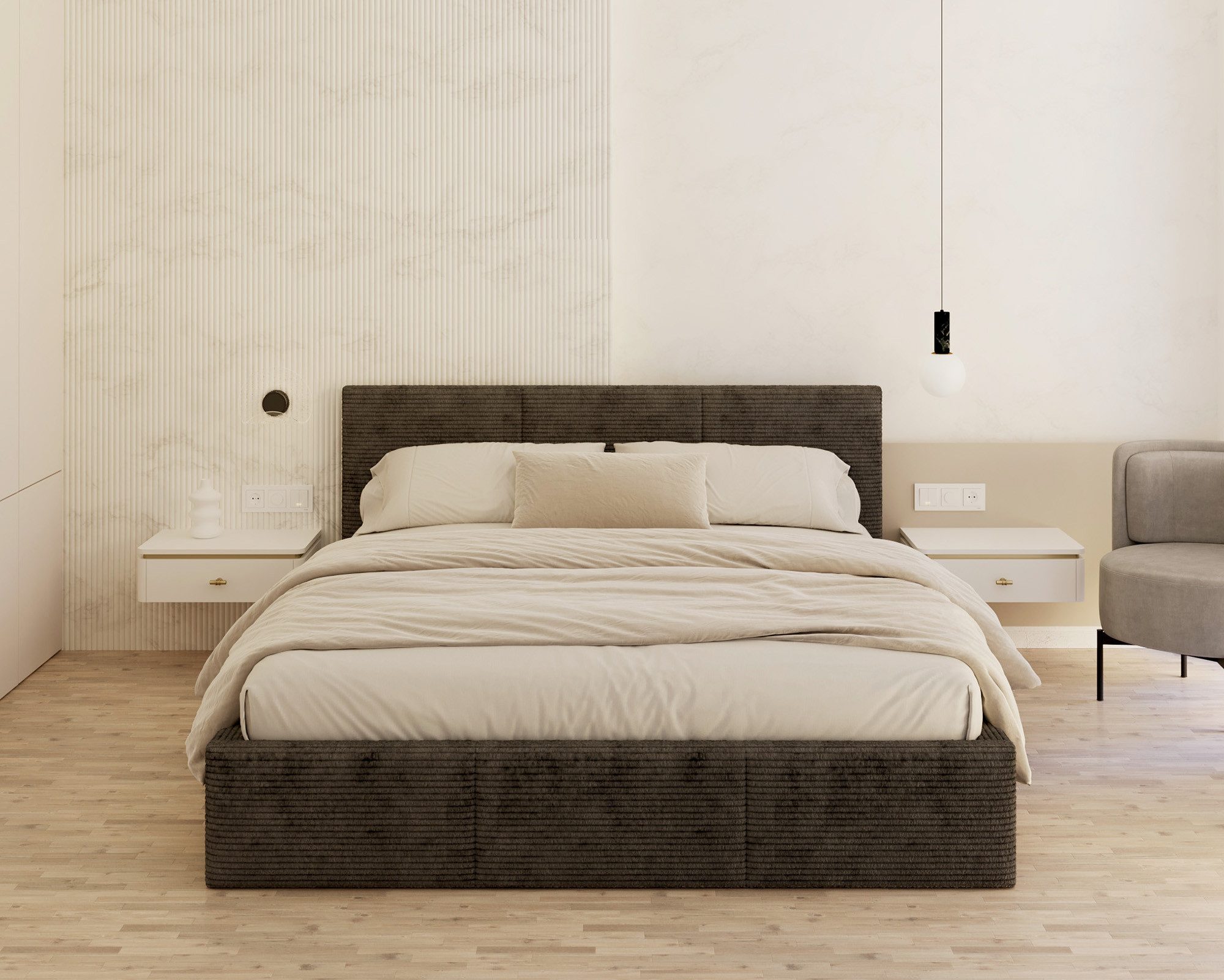 thematys Polsterbett mit Bettkasten Stauraumbett, aus hochwertigem CORD Sto günstig online kaufen