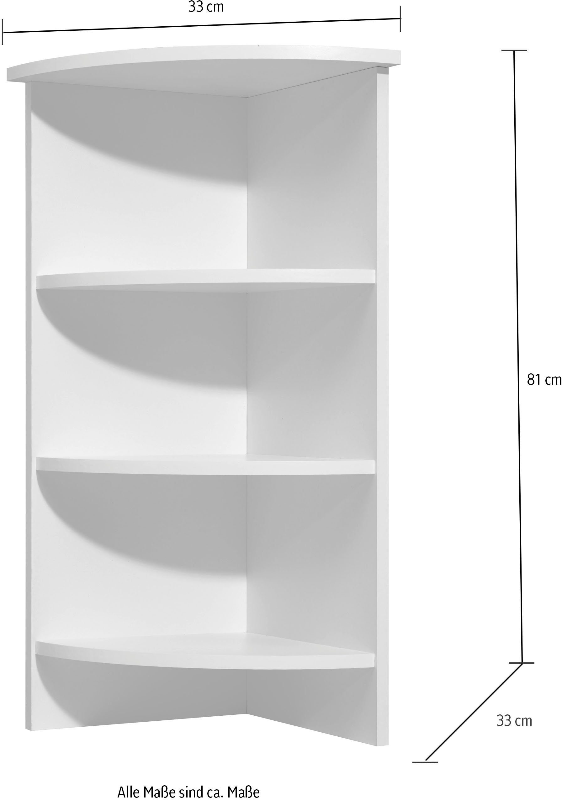 Saphir Eckregal Quickset 335 Abschlussregal für Unterschrank, 33 cm breit, 81 cm hoch, 3 feste Böden, Regal in Weiß, Bad-Regal, Badezimmerregal – Bild 4 von 5
