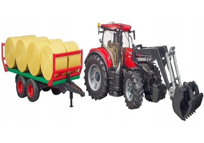 Bruder Spielwaren Spielzeug-Traktor Bruder Case IH Optum 300CVX mit Frontlader und Bal