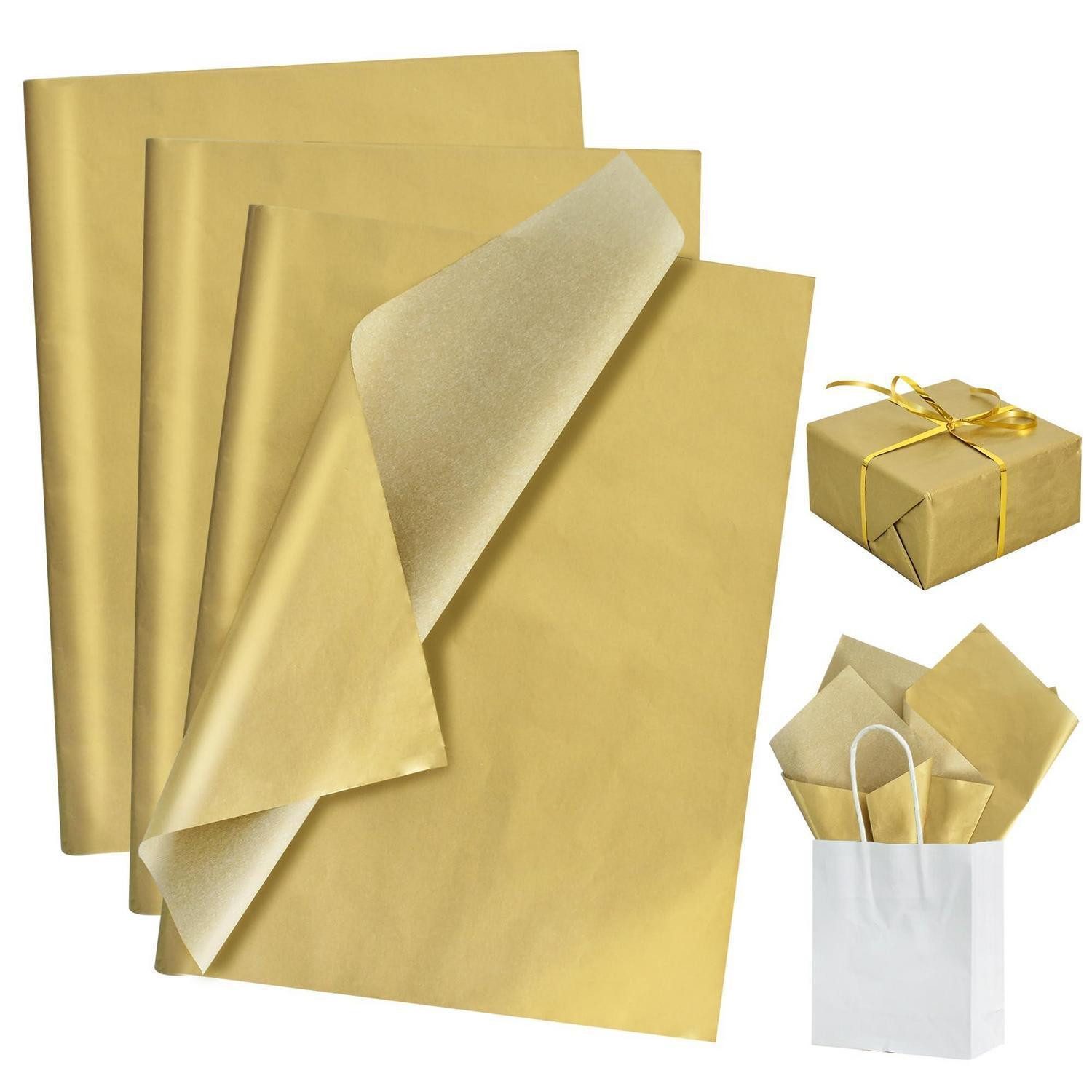 LuxusKollektion Geschenkpapier Geschenkpapier 50x35cm Gold 100 Blatt, (100St)