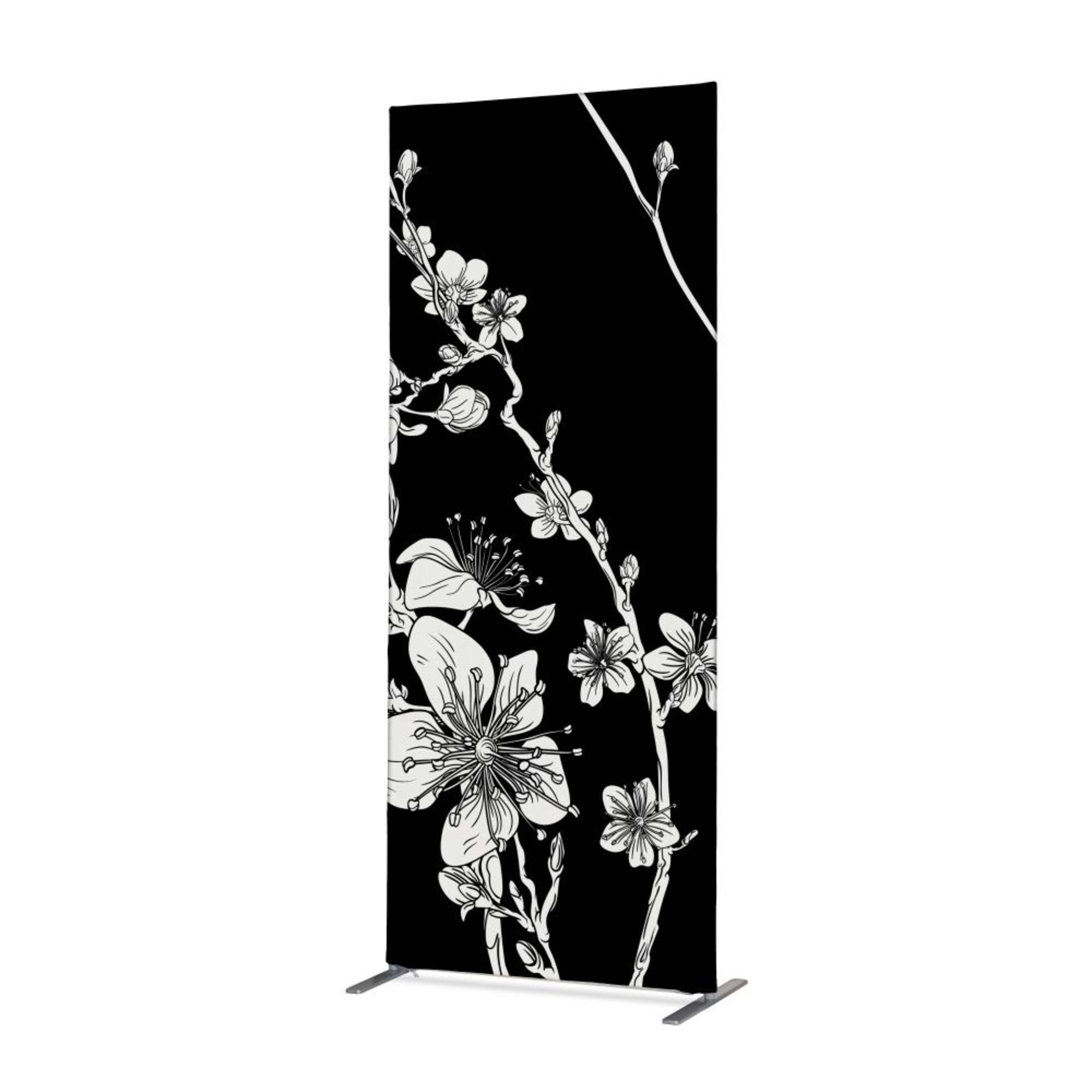 Showdown Displays Standtafel Raumteiler 100x200cm Kirschblüte schwarz