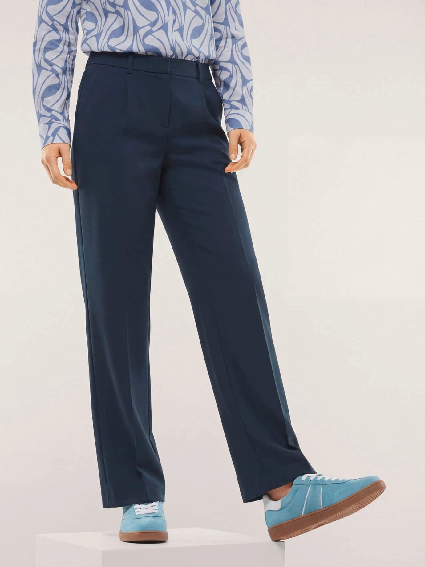 Walbusch Marlene-Hose Damen Marlene Kofferhose Regular fit, elegant, knitterarm