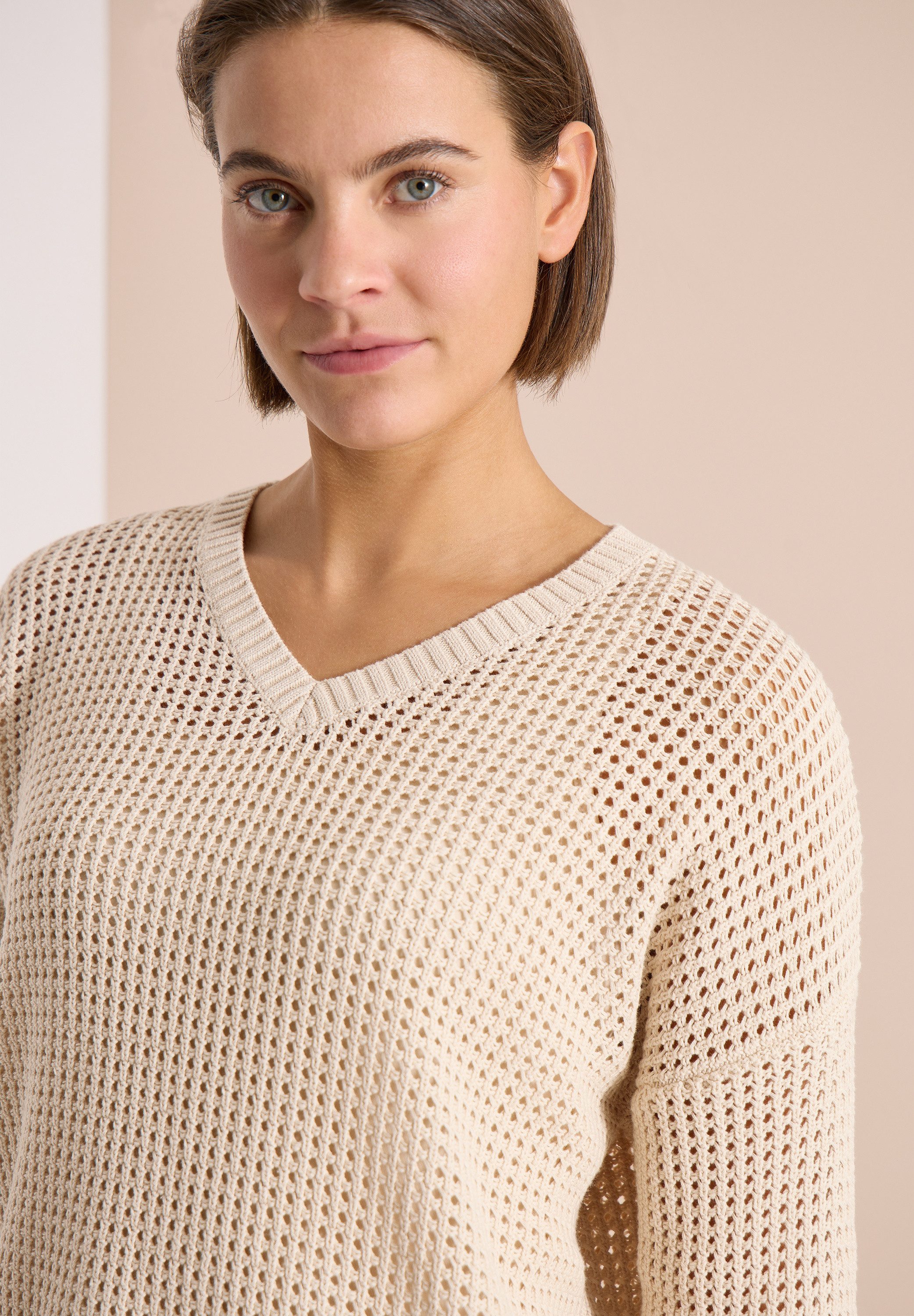 CECIL Strickpullover im Crochet-Look/moderner Sommerstrick