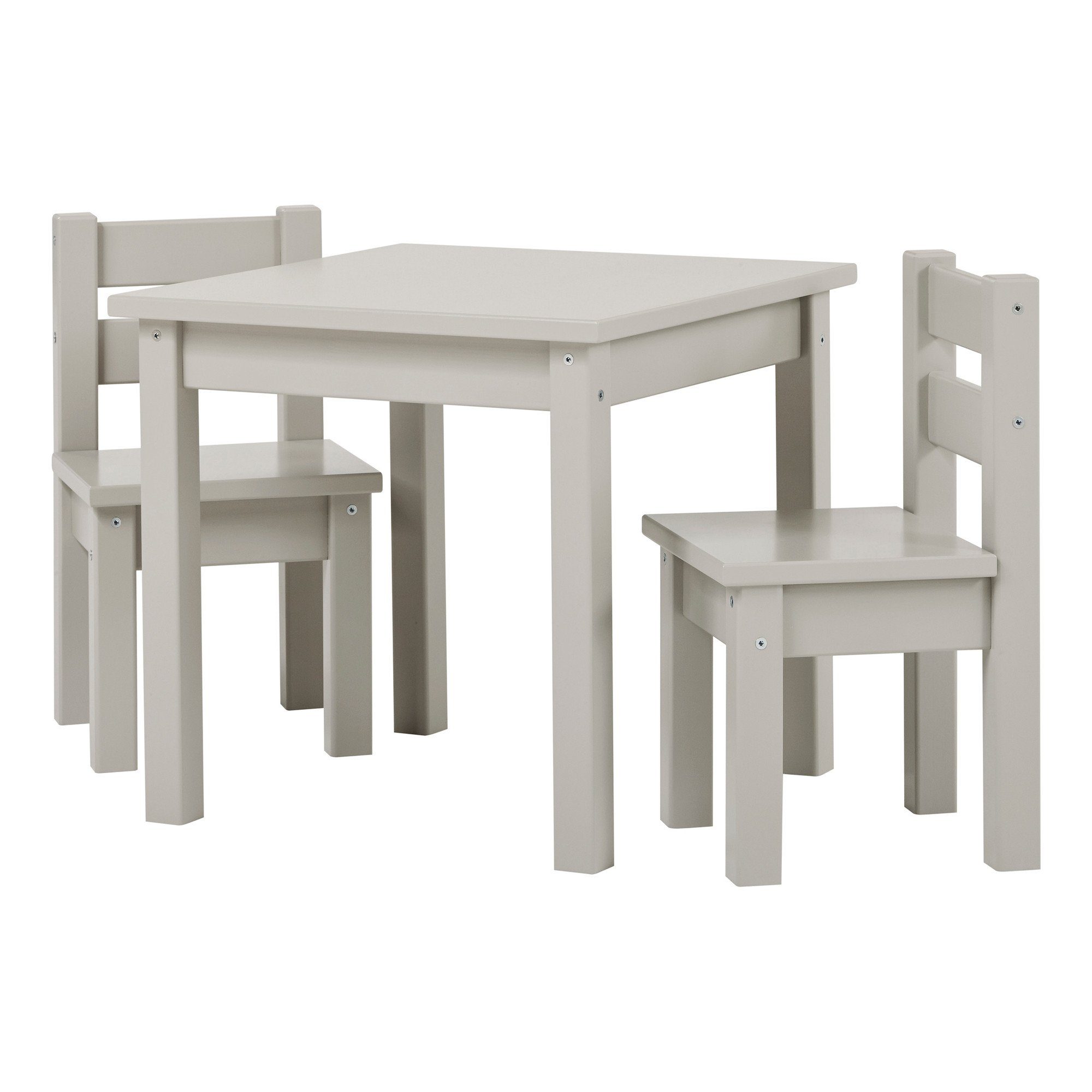 Hoppekids Kindersitzgruppe Mads Tisch mit 2 Stühlen Kiefer massiv & MDF Grau