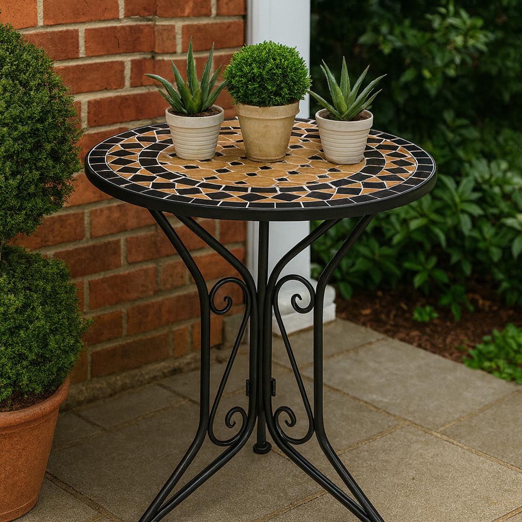 Kobolo Beistelltisch Gartentisch Tisch Esstisch Mediterran mit Platte mit Mosaik (kombinierbar, 1-St., 1 Tisch), Höhe 71 cm Durchmesser 61 cm