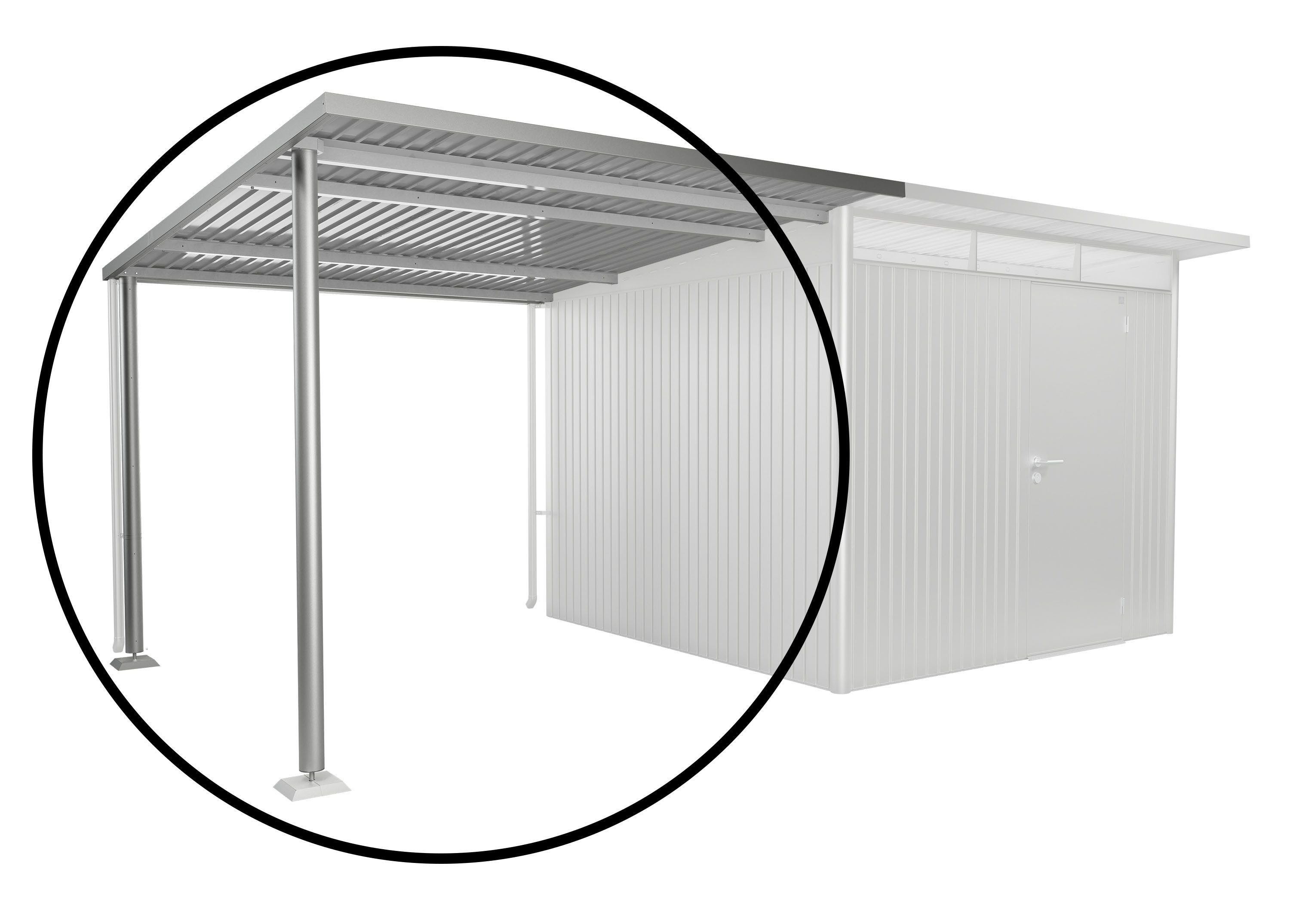 Biohort Gerätehaus-Anbaudach für AvantGarde A3/A7 Gr. L verschiedene Farben, BxT: 243x300 cm, 243x300x218 cm