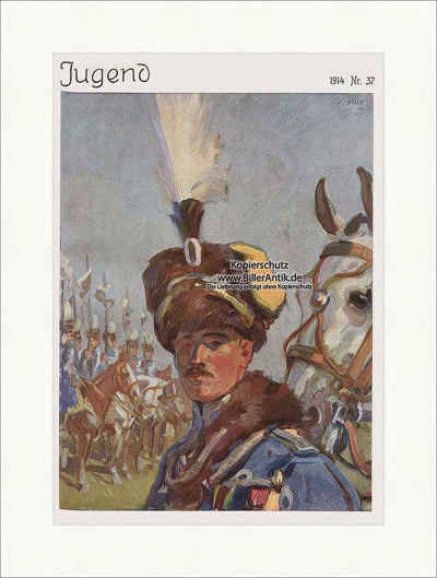 Kunstdruck Titelseite der Nummer 37 von 1914 Angelo Jank Pferd Kaiser Franz Jugen, (1 St)