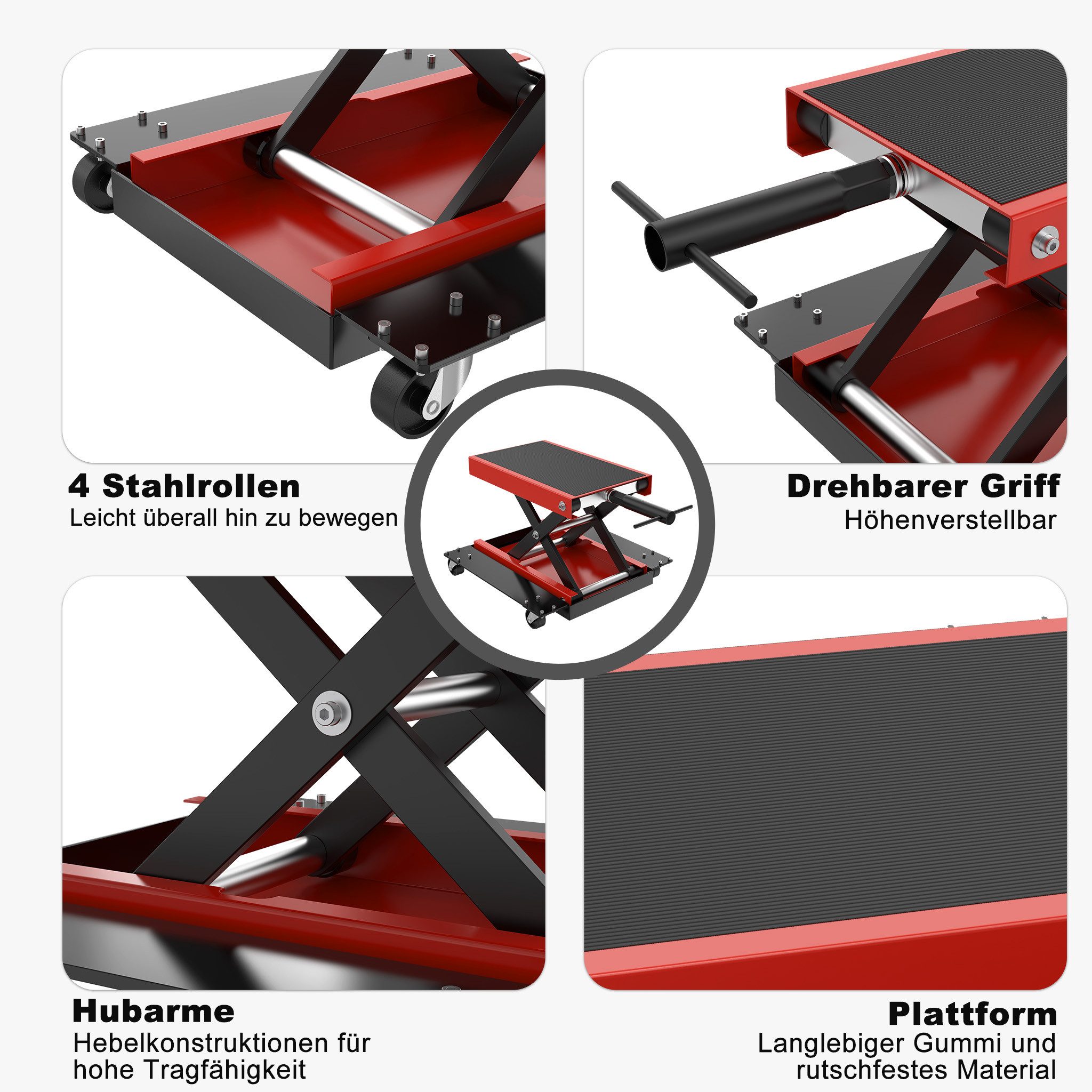 FIVMEN Motorradheber Hebebühne Motorradhebebühne Rangierhilfe Lift Montagebock, Motorradlift für Motorrad Heber Montagebock bis zu 500kg – Bild 4 von 5