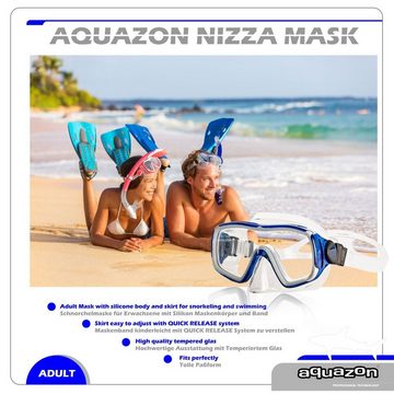 AQUAZON Taucherbrille NIZZA, Schnorchelbrille für Erwachsene Tempered Glas, Silikon