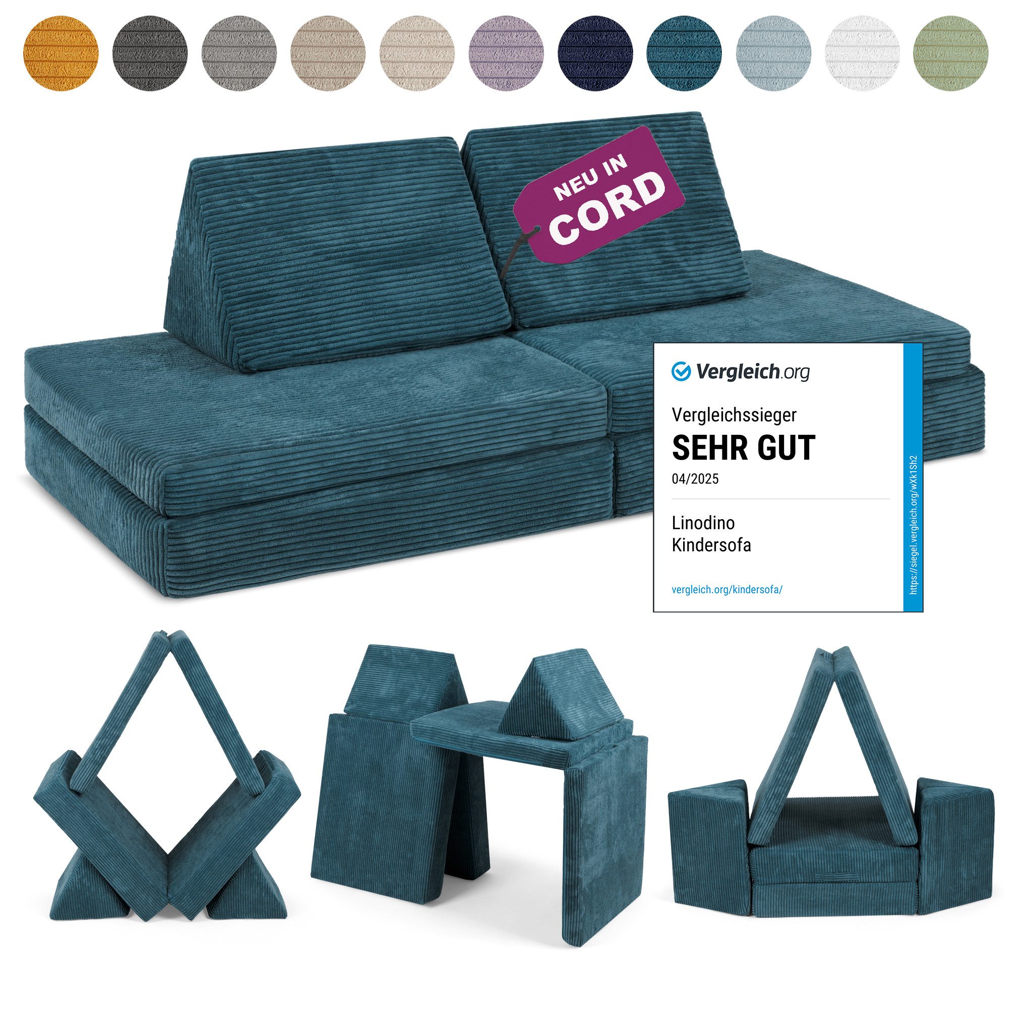 Linodino Kindersofa Spielsofa I aus Schaumstoff Bausteine I Spielcouch für günstig online kaufen