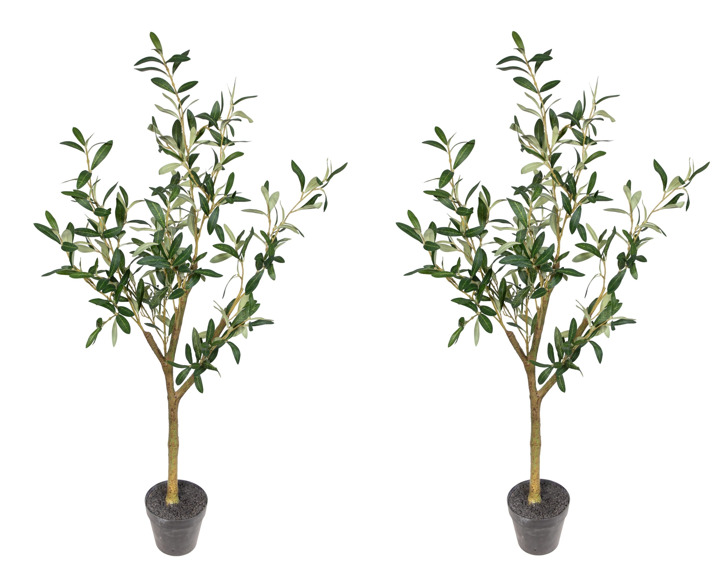 Kunstbaum 2 Stück Olivenbaum im Topf ZF Kunstbaum künstlicher Baum Dekobaum Olive, Seidenblumen Roß, Höhe 135 cm