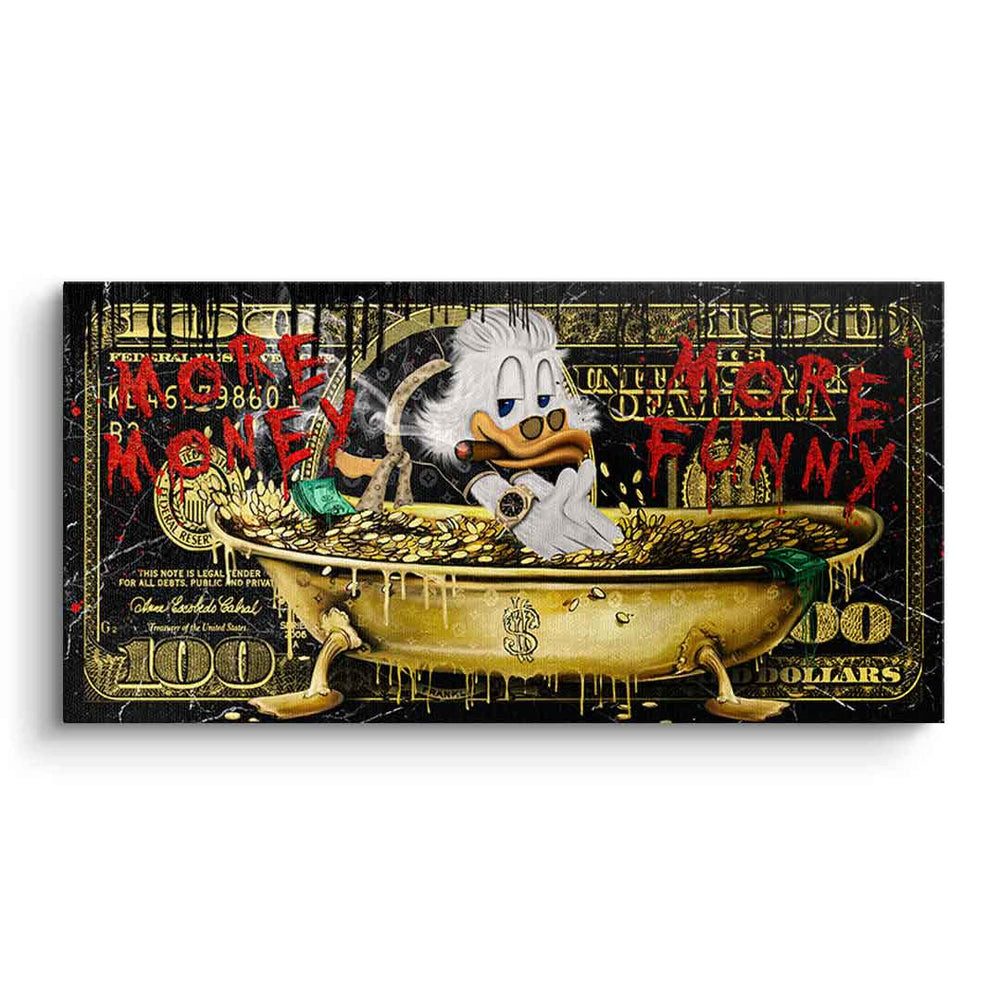 DOTCOMCANVAS® Leinwandbild More money duck 2.0, Leinwandbild More Money Duck 2.0 Comic Cartoon Wandbild Kunstdruck