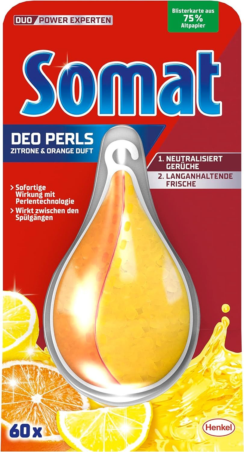 Somat Deo Duo-Perls Zitrone & Orange 60WL Spülmaschinenpflege (Angenehmer Duft bei Geschirrreinigung - für sofortige & langanhaltende Frische)