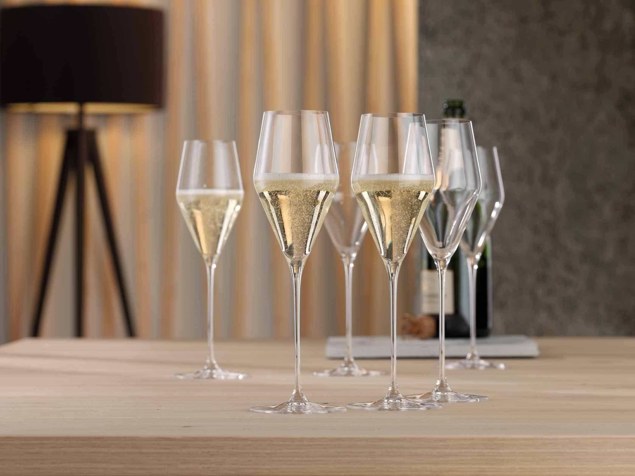 SPIEGELAU Champagnerglas Definition Champagnergläser + Poliertuch 250 ml, 6-tlg., Glas