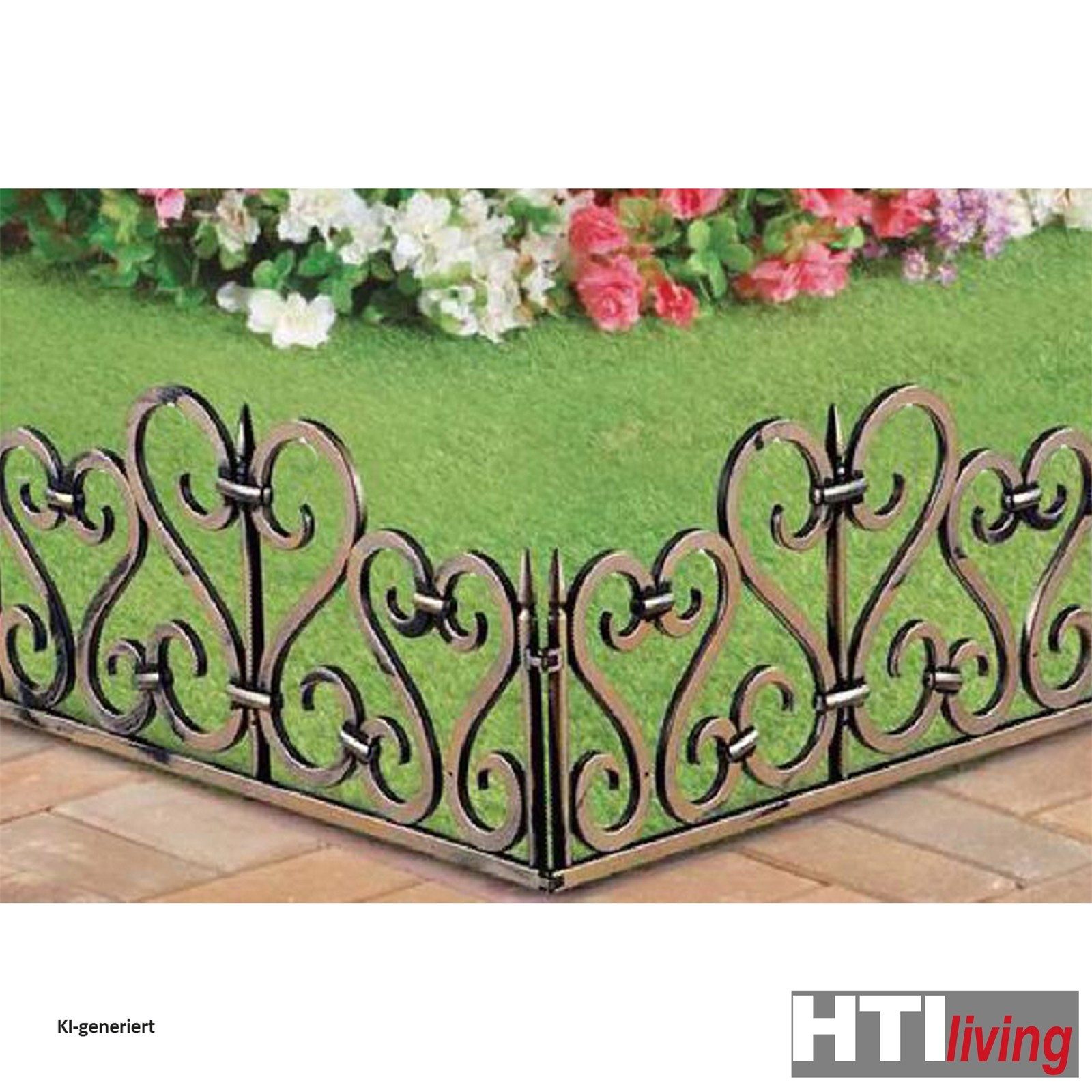 HTI-Living Beetbegrenzung Zierzaun Romantik Nessa, Set, 4 Zaunelemente, Beeteinfassung Beetbegrenzung