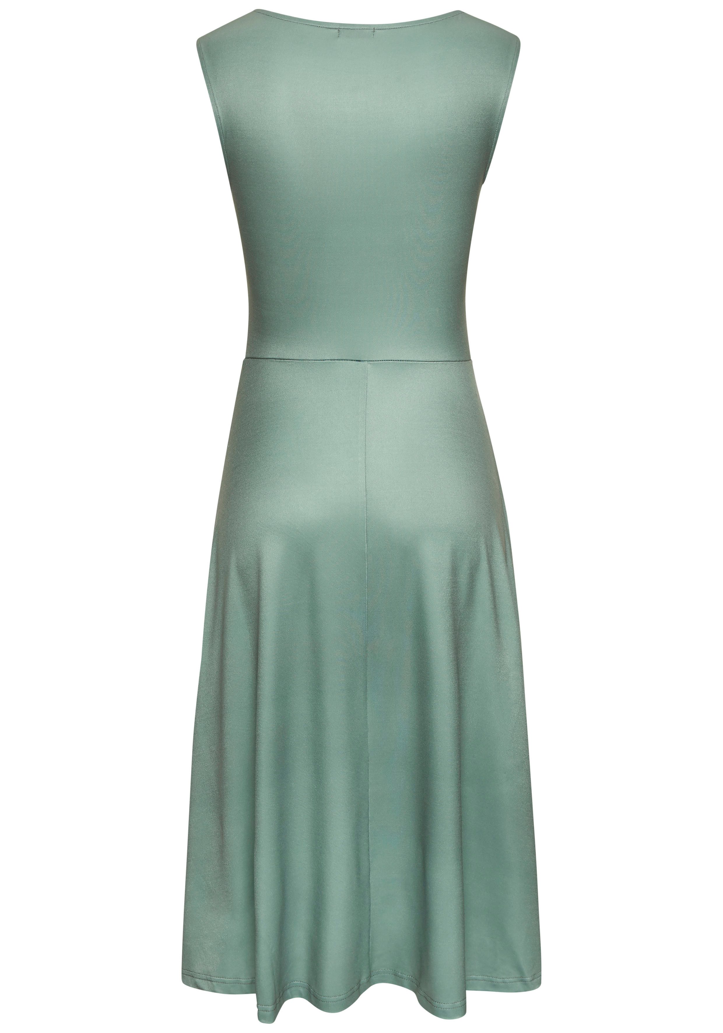 LASCANA Midikleid mit dekorativen Riegeln und goldenen Zierknöpfen, bügelfreie Qualität Elegantes Sommerkleid, Trägerkleid, Partykleid, festlich – Bild 3 von 5