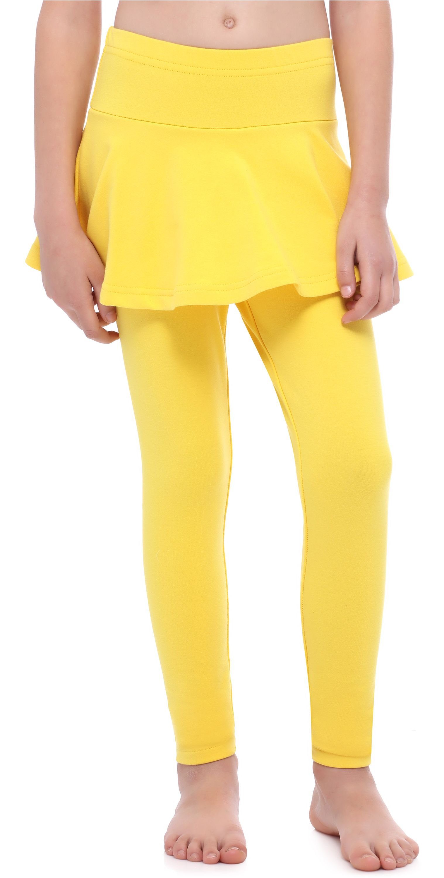Merry Style Leggings Mädchen Lange Leggings aus Baumwolle mit Rock MS10-254 (1-tlg) elastischer Bund Gelb