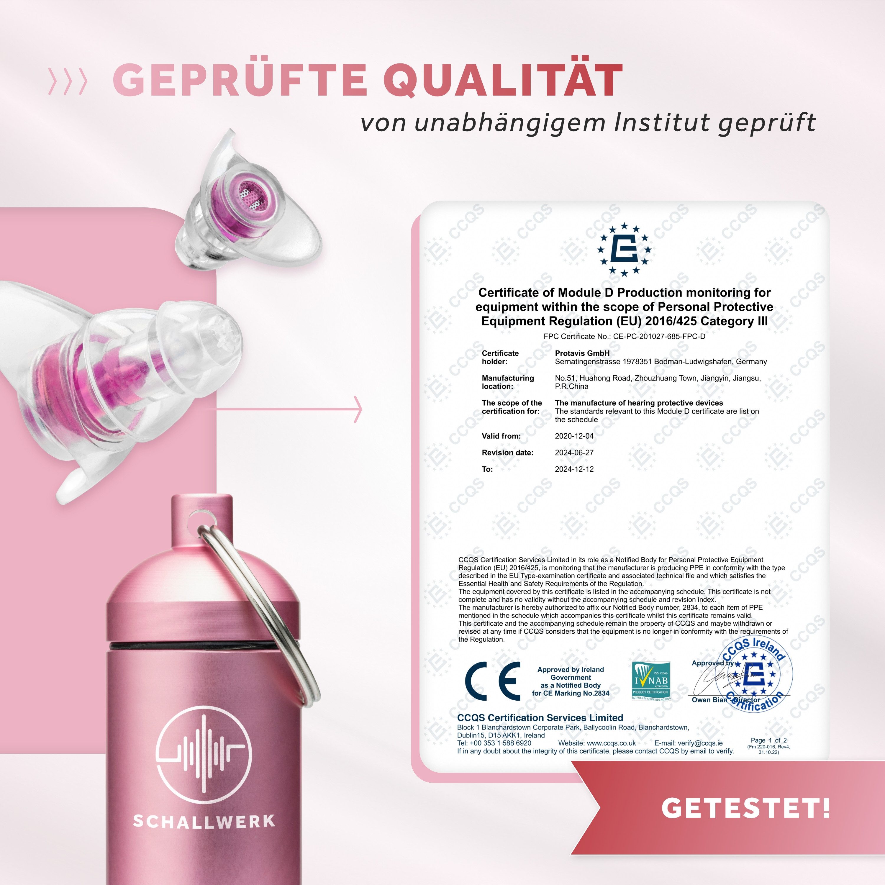 Schallwerk Gehörschutzstöpsel SCHALLWERK ® Women+ Gehörschutz Ohrstöpsel speziell für Frauen