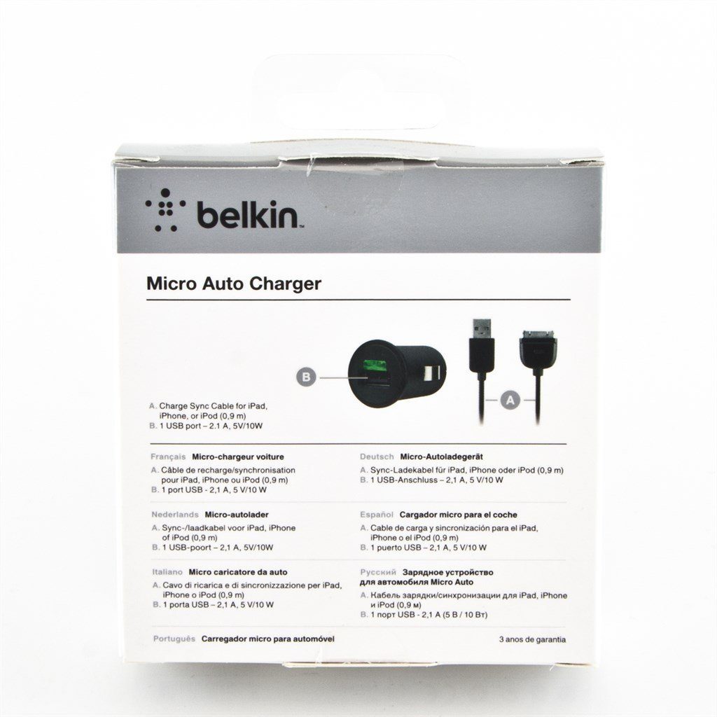 Belkin Micro-Autoladegerät inkl. A) (2,1 30-Pin KFZ Ladekabel Adapter iPhone/iPad/iPa für