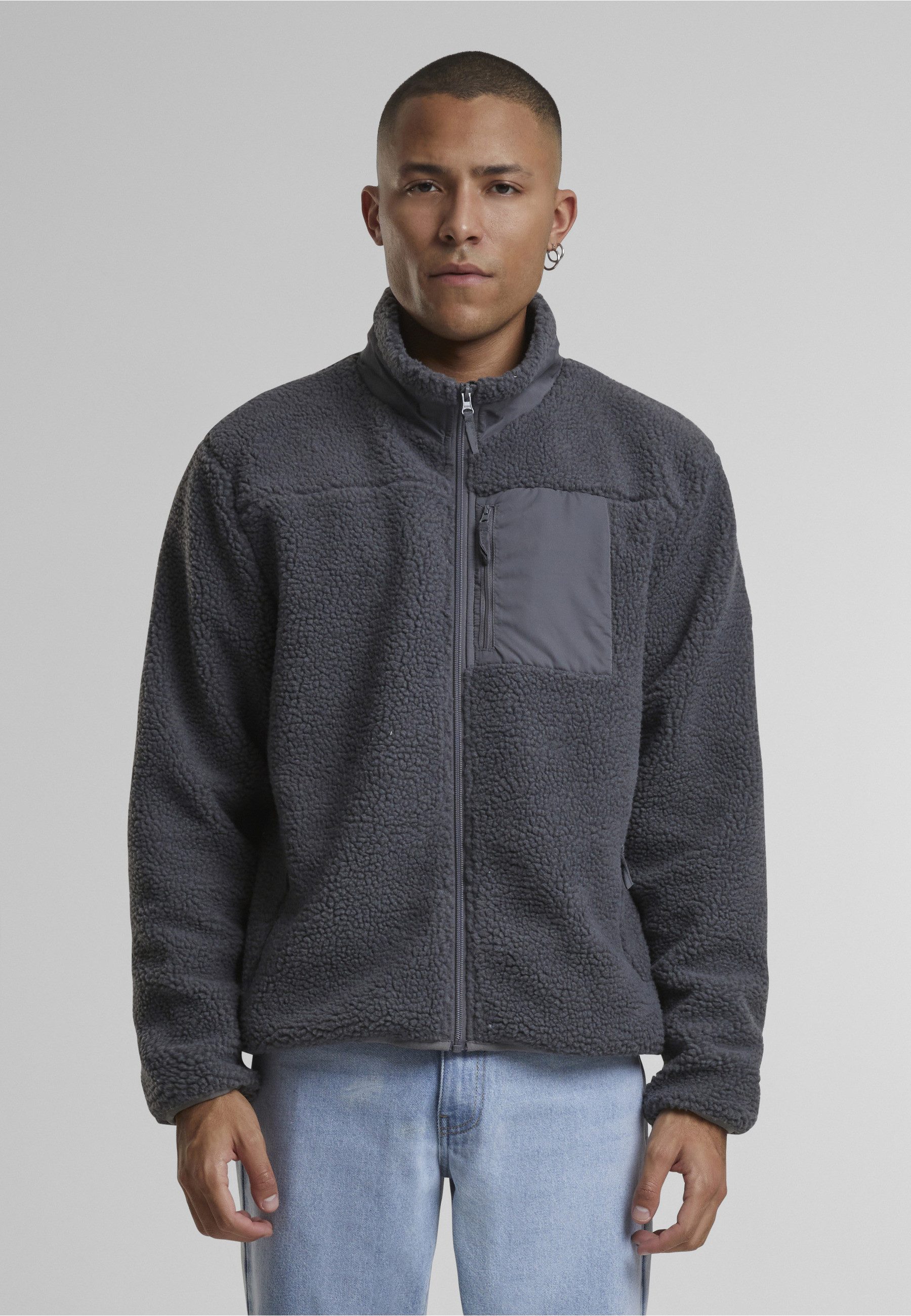 URBAN CLASSICS Winterjacke Urban Classics Teddy Jacket With Stand Up Collar (1-St)