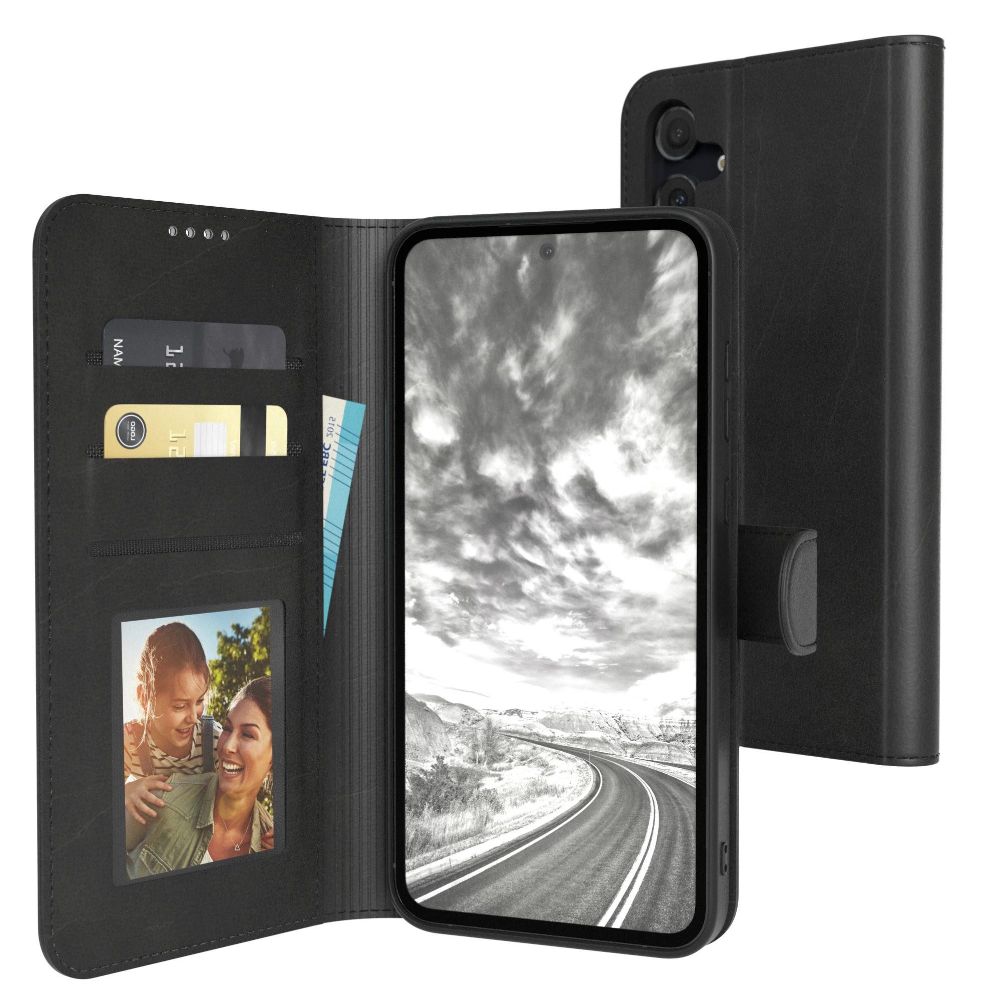 EAZY CASE Handyhülle Business Handytasche Kartenfach Samsung Galaxy A55 6,6 Zoll, Schutzhülle mit Standfunktion zum Aufklappen aufstellbar Etui Schwarz