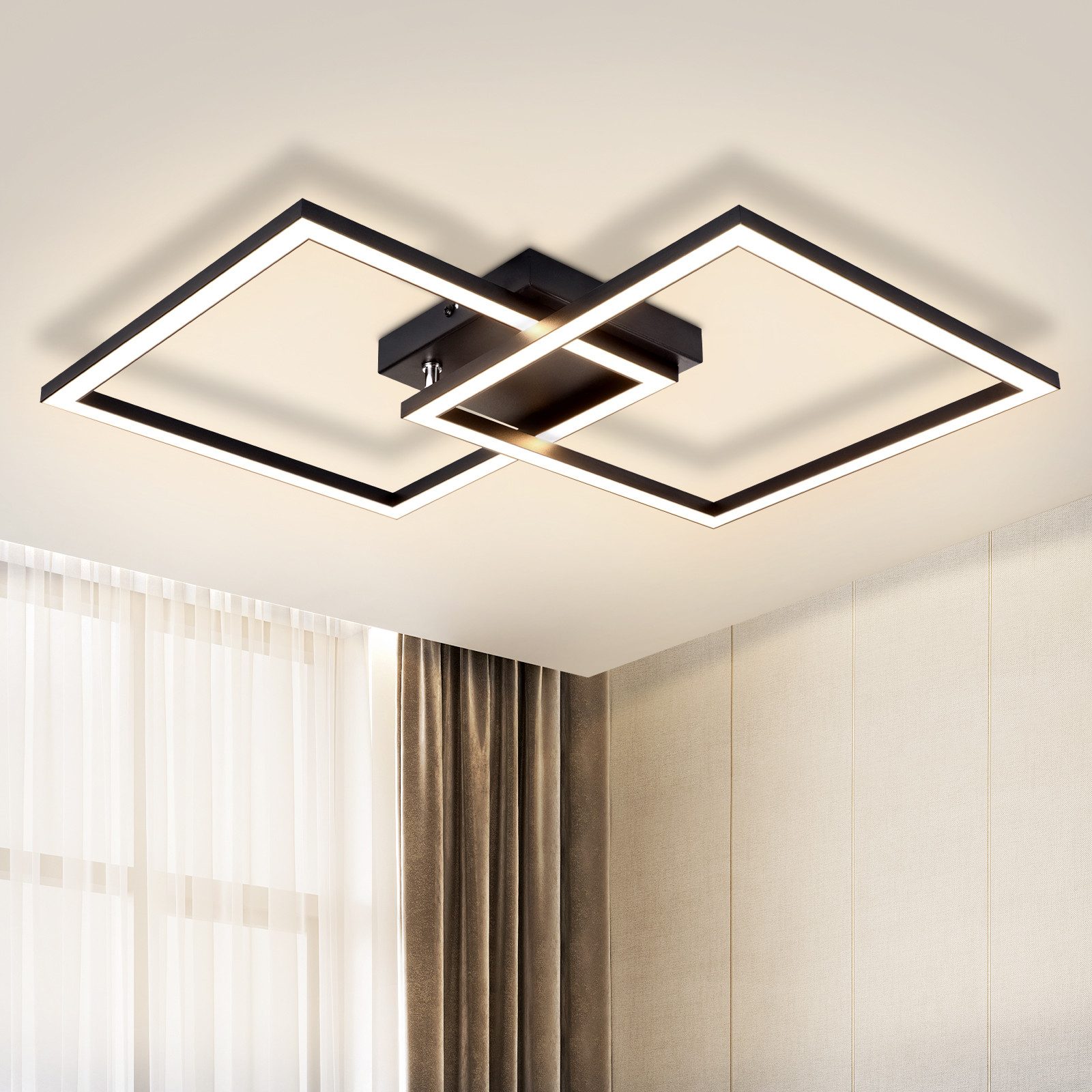 Nettlife LED Deckenleuchte Deckenleuchte Eckig Modern 3000K Warmweiß, LED fest integriert, Warmweiß, für Schlafzimmer Küche Flur Wohnzimmer