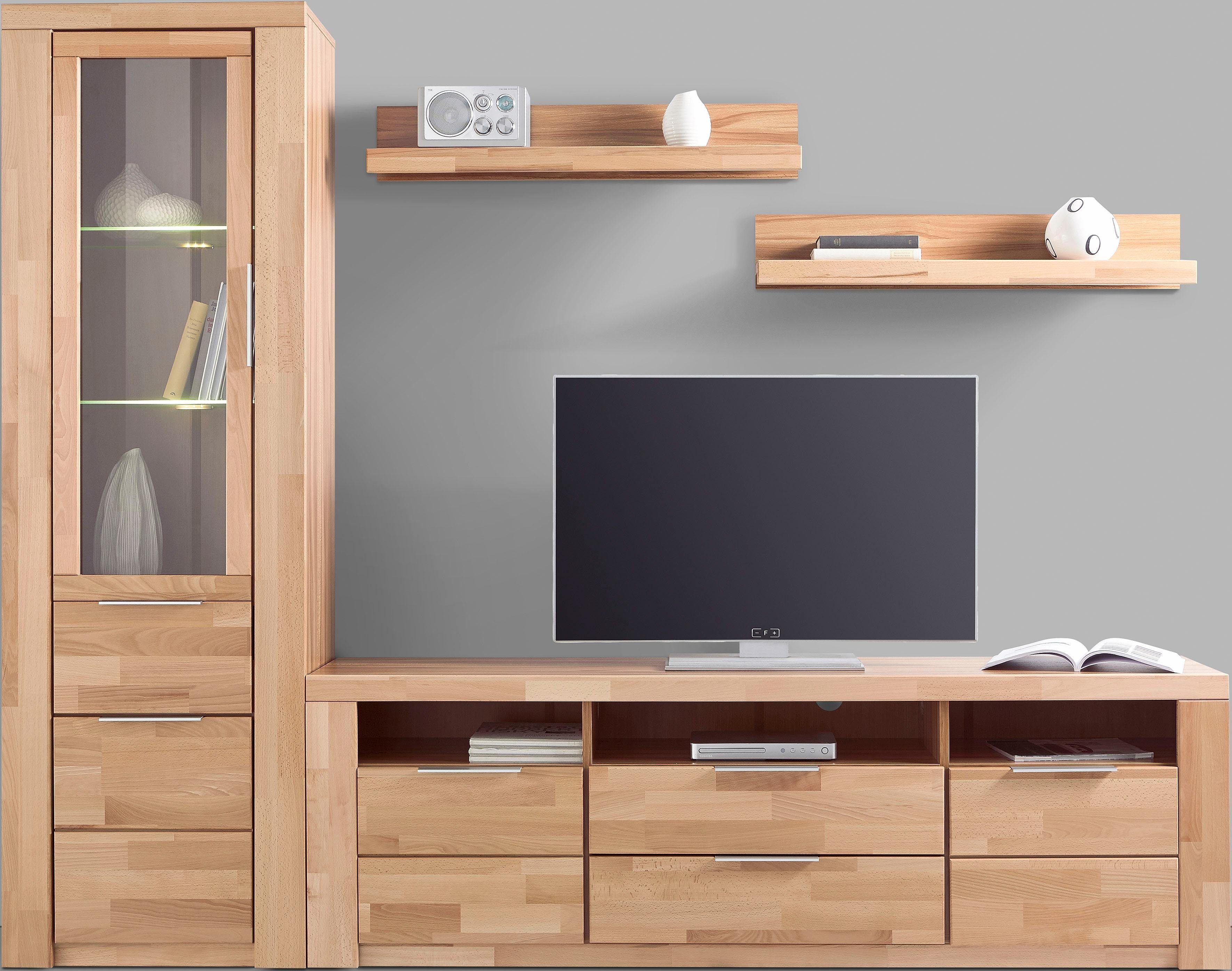 OTTO home Wohnwand ZARA, (Set, 4-St), teilmassives Holz