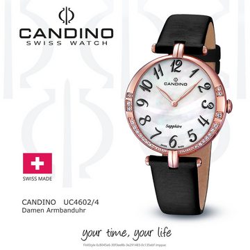 Candino Quarzuhr Candino Damenuhr Elegance C4602/4, Damen Armbanduhr rund, Edelstahlarmband schwarz