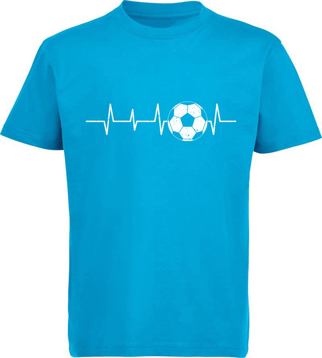 MyDesign24 T-Shirt Kinder Fussball Print Shirt - Herzlinie mit Fussball Bedrucktes Jungen und Mädchen Fussball T-Shirt i462