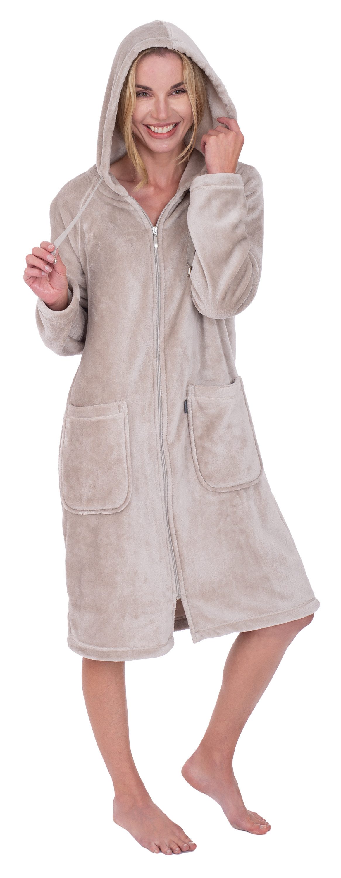 Wewo fashion Damenbademantel 6601, Kurzform, Wellsoft-Microfaser, Kapuze, R günstig online kaufen