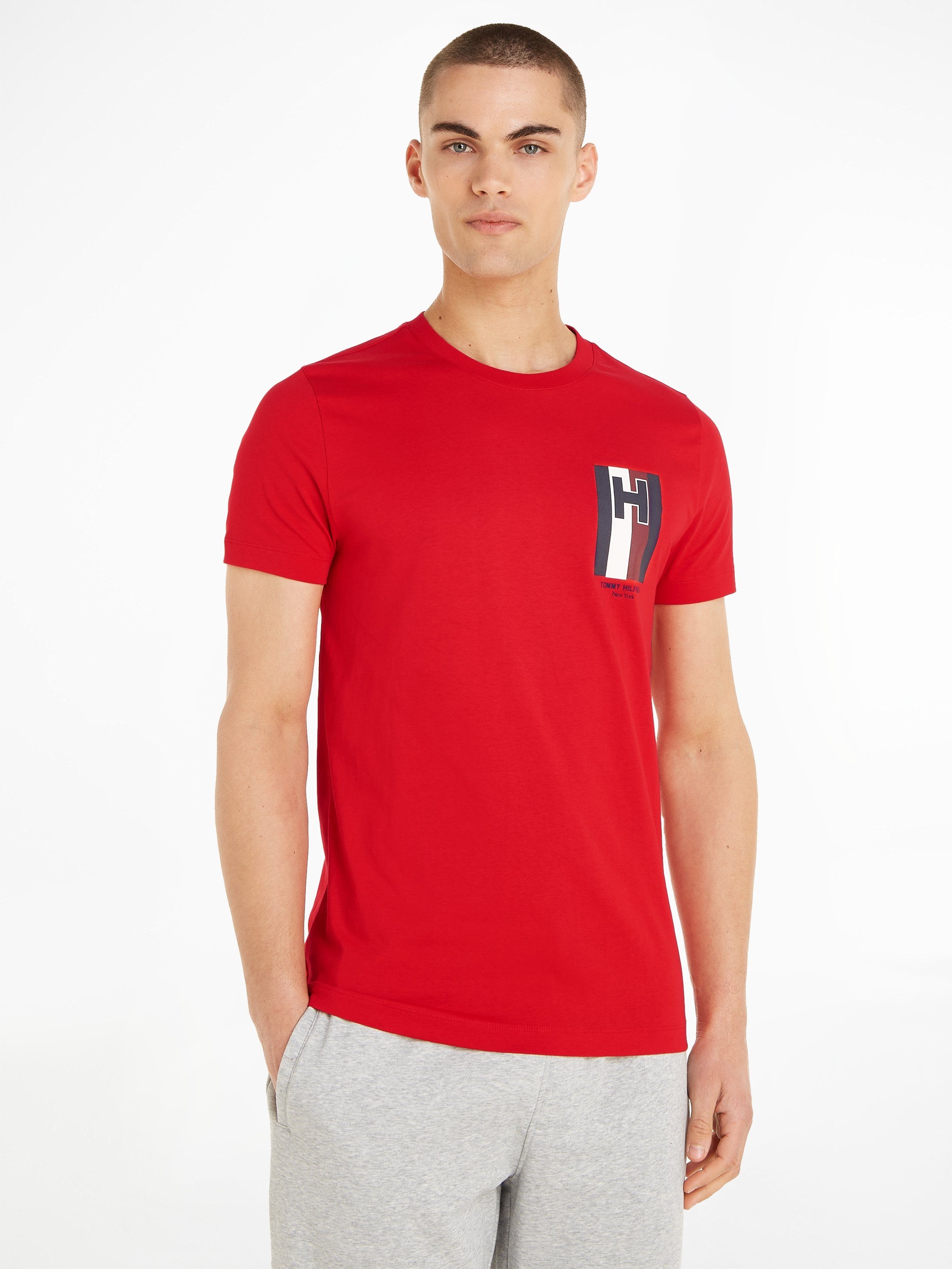 Tommy Hilfiger T-Shirt H EMBLEM TEE mit gedrucktem Logo Fierce Red