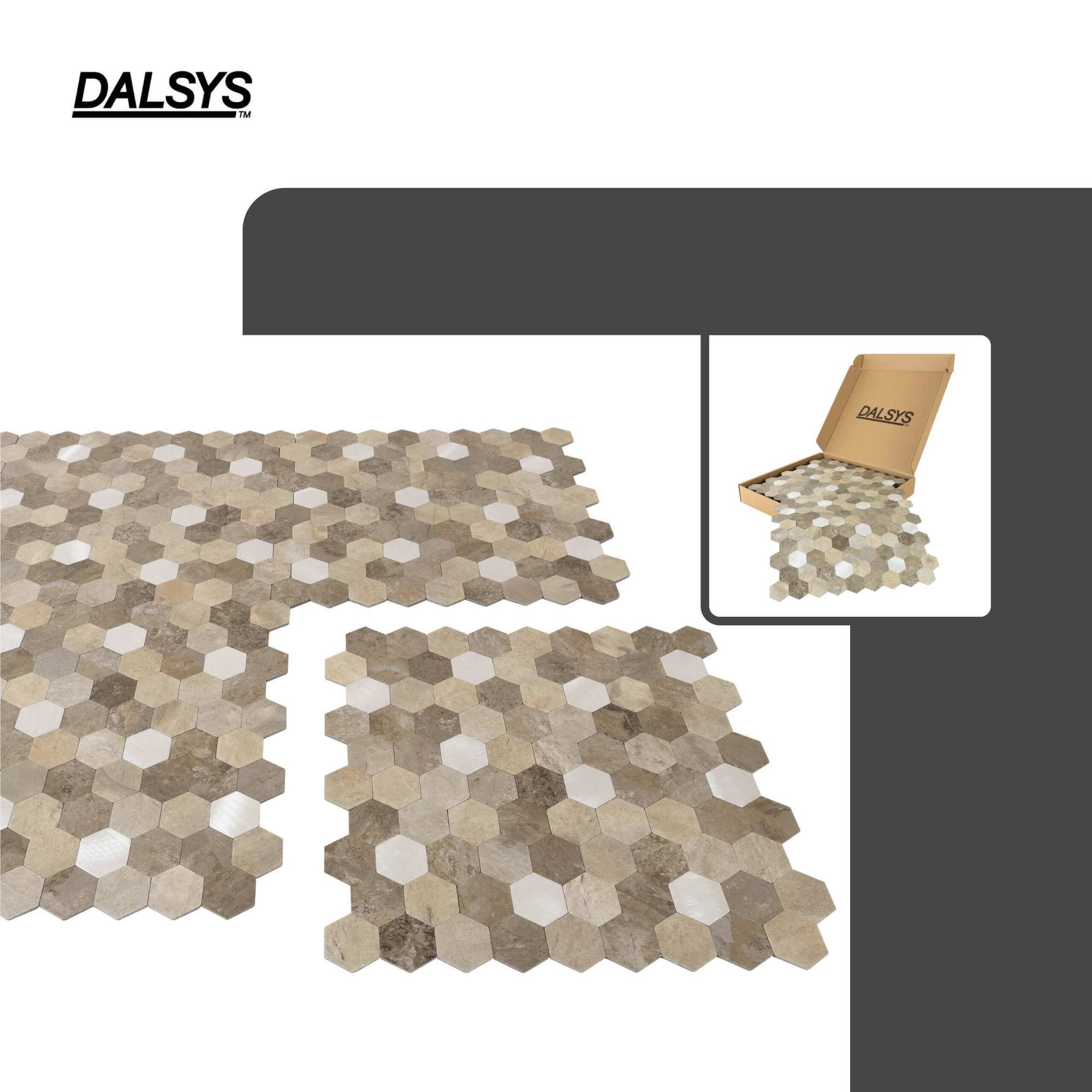 Dalsys Wandpaneel 0,88m² 11 Stück selbstklebend, BxL: 27.7x29 cm, (Beige Silber Hexagon, 11-tlg., Wandfliese) feuchtigskeitsbeständig, einfach montiert, hochwertiges Material