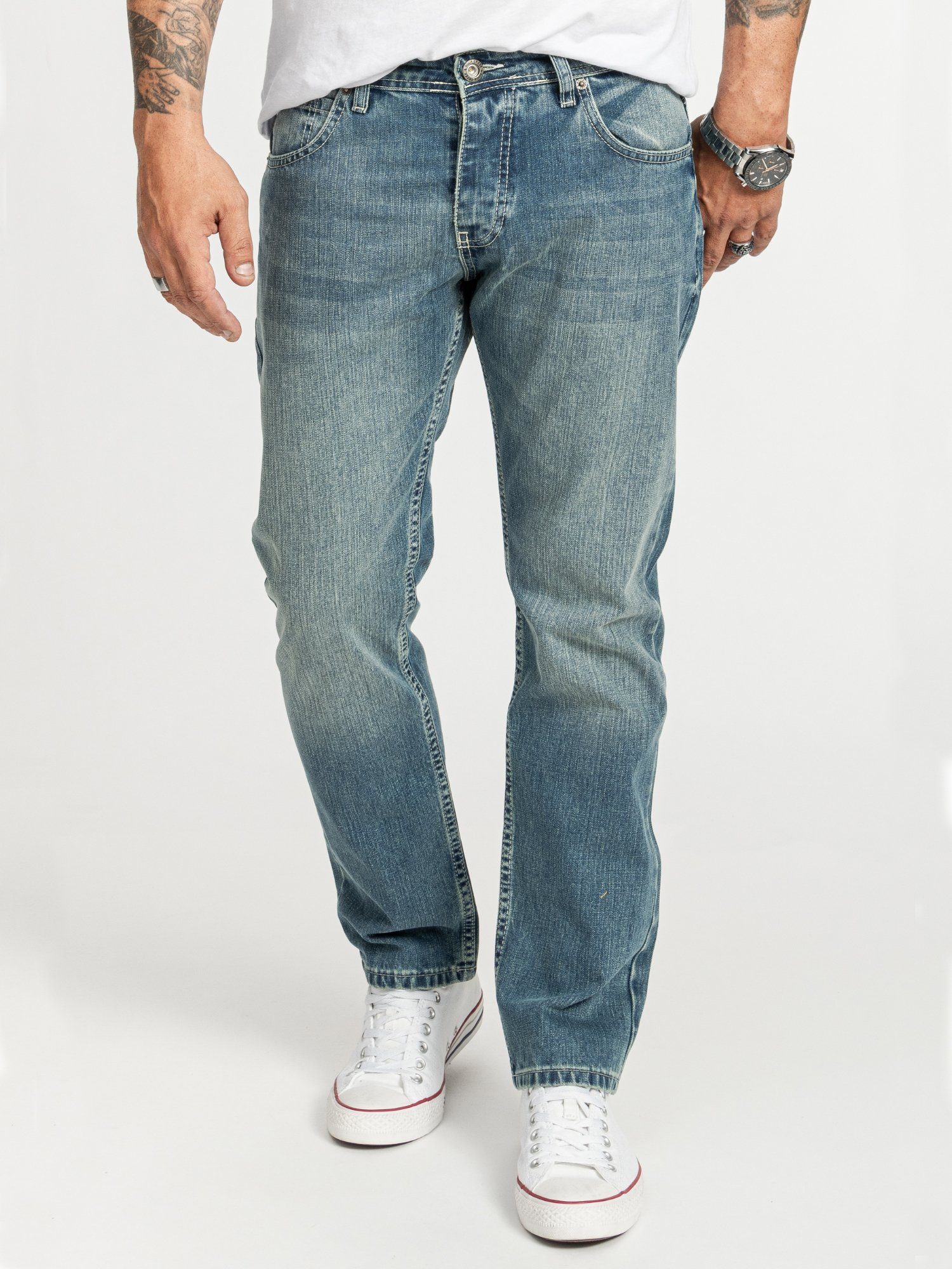 Rock Creek Regular-fit-Jeans Herren Jeans Stonewashed günstig online kaufen