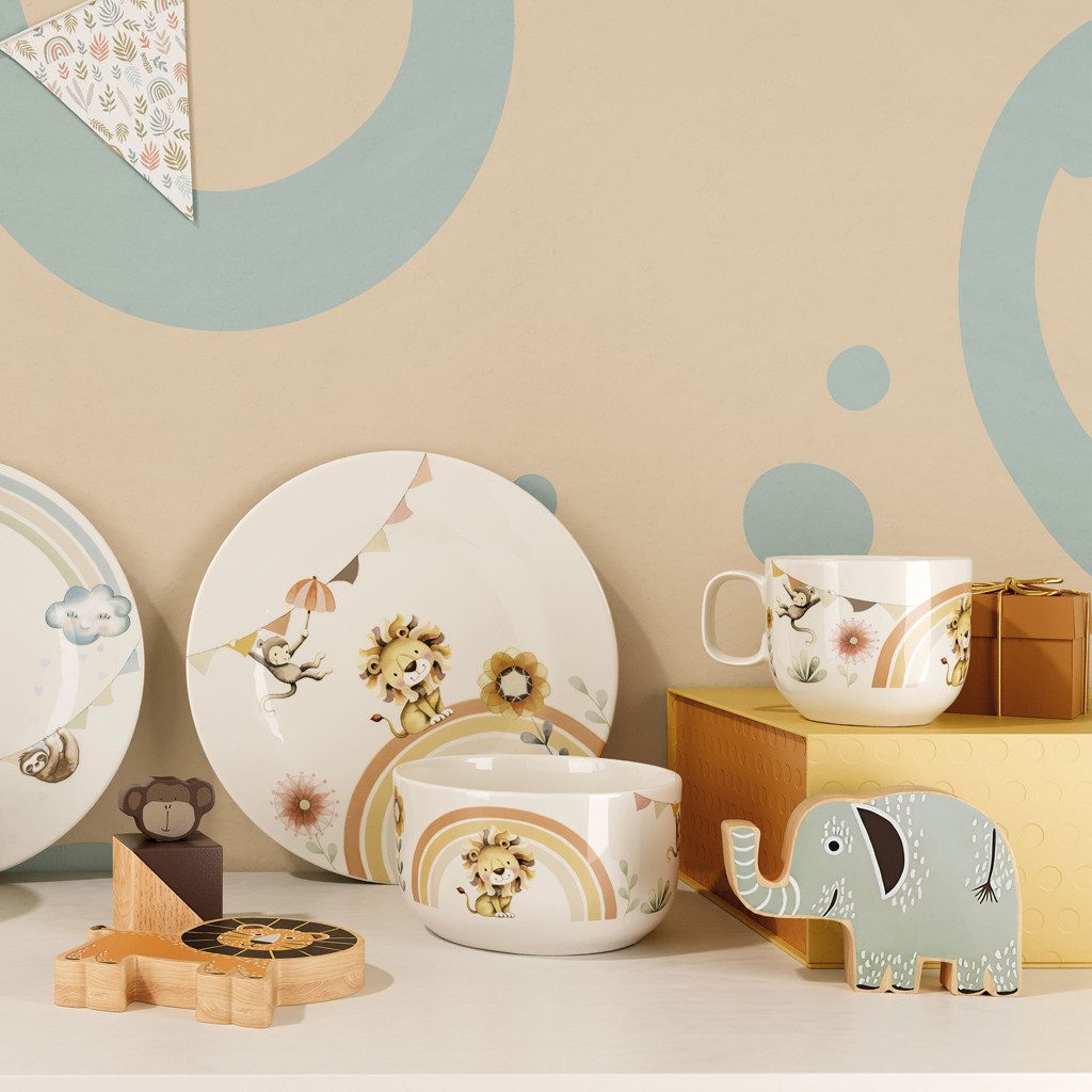 Villeroy & Boch Kindergeschirr-Set BohoKids Geschirr (3-tlg), 1 Personen, Porzellan, Premium Porcelain, mikrow.- & spülm.sicher, Made in Germany