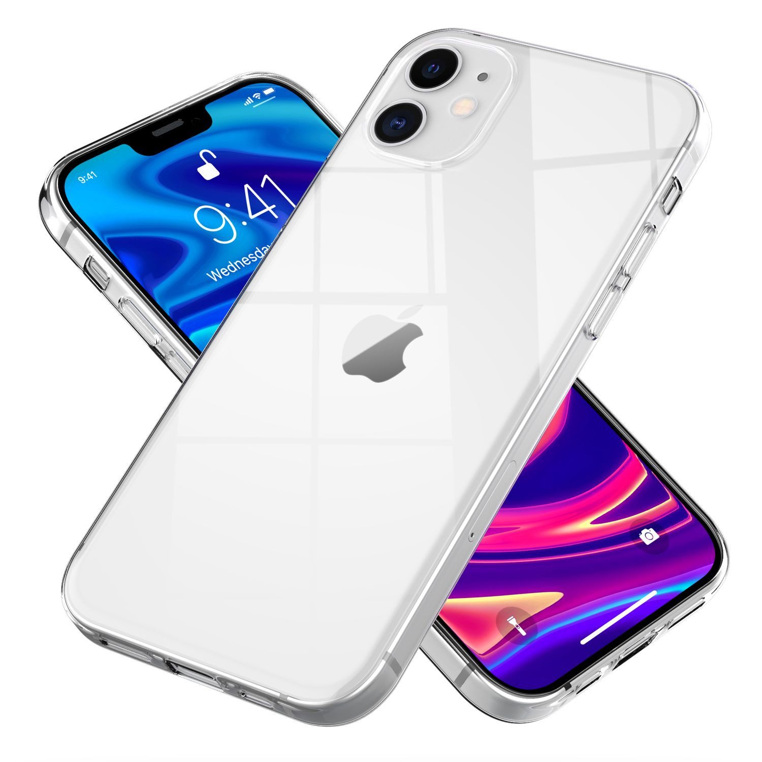 Nalia Smartphone-Hülle Apple iPhone 12 Mini 13,7 cm (5,4 Zoll), GLAZE Case - Transparentes Silikon, Anti-Watermark & Schlank