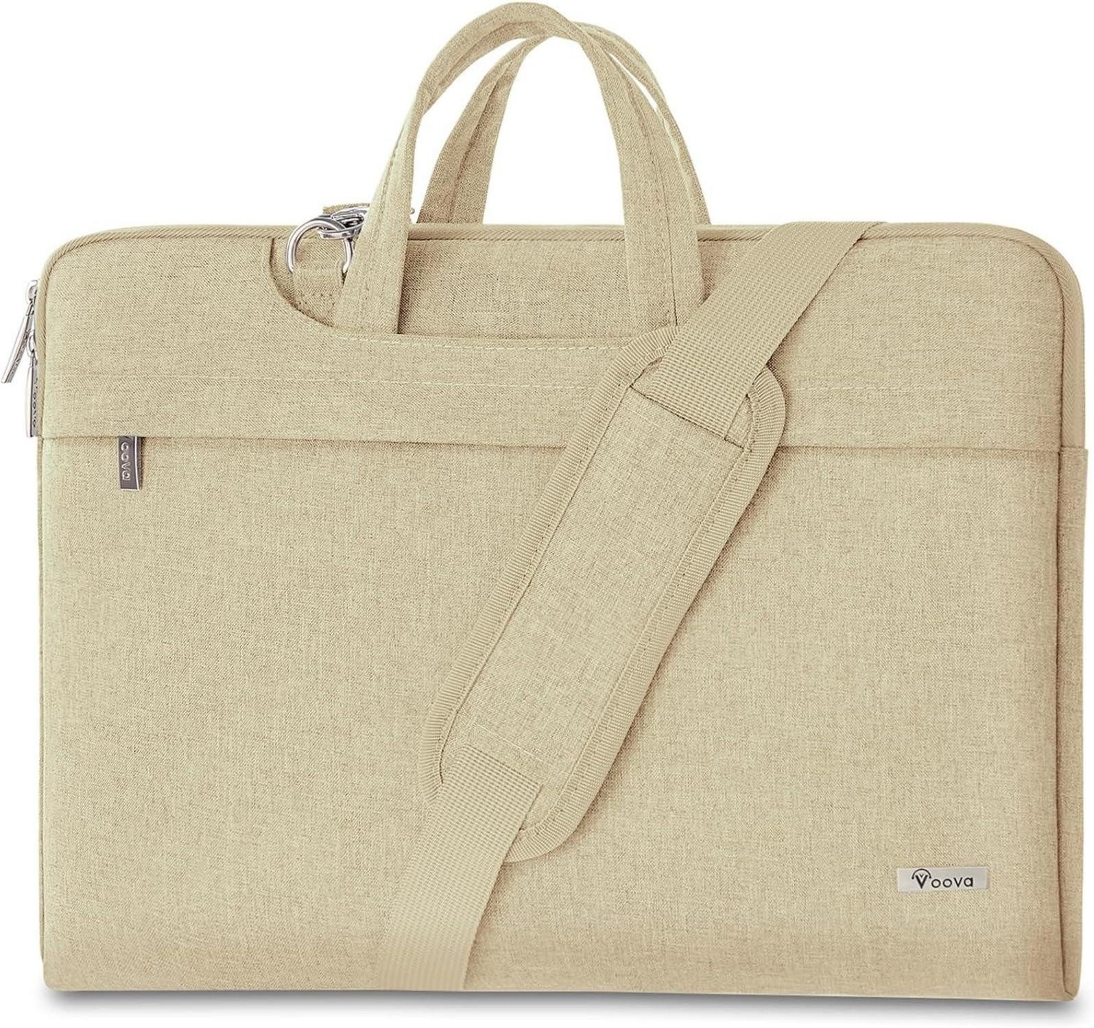 LuxusKollektion Laptoptasche Laptoptasche 15,6 Zoll Notebook Schultertasche Umhängetasche Beige