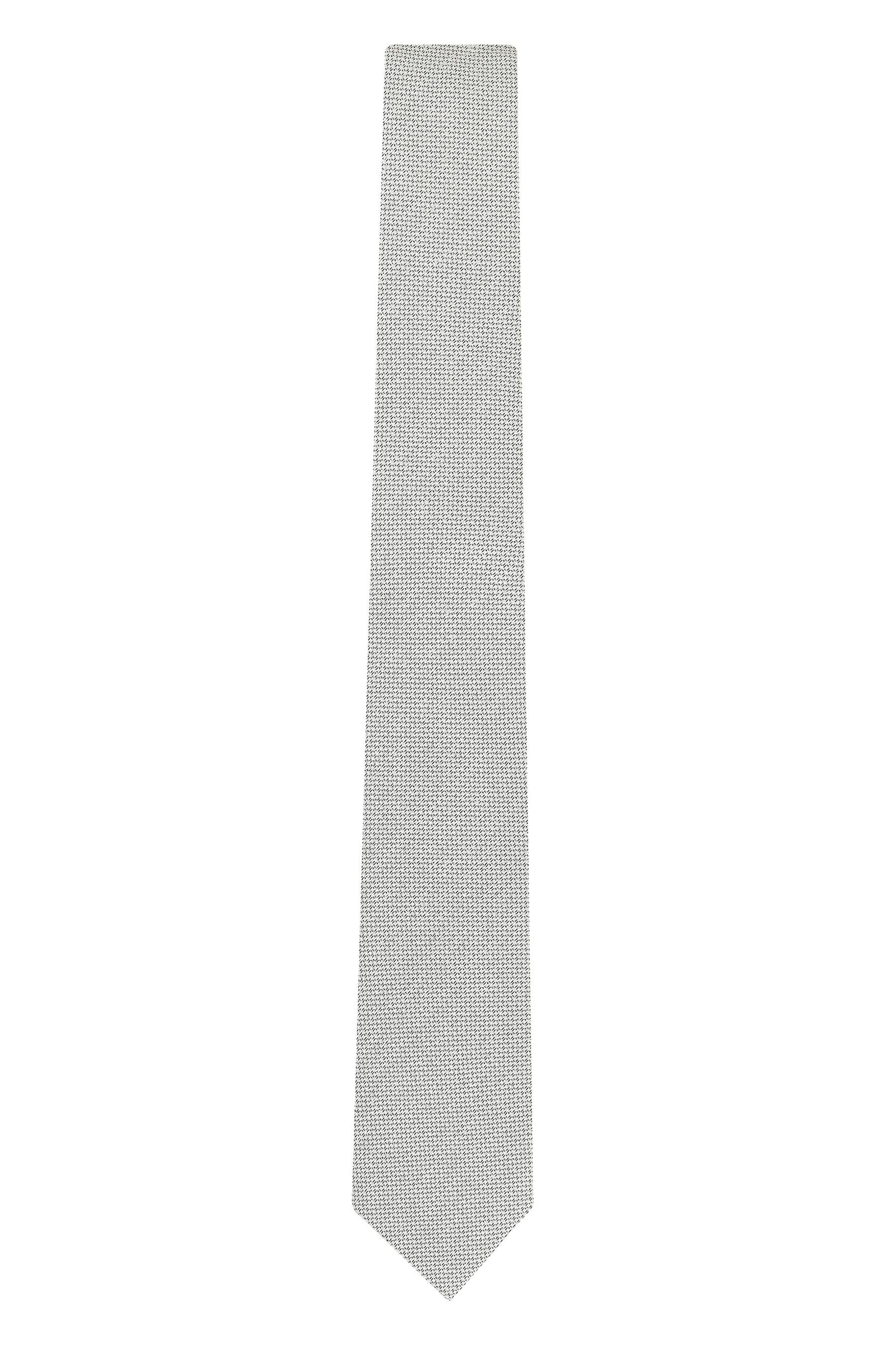 (2-St) Set Einstecktuch - im Silver und Geometric Next Slim Krawatte Krawatte Grey/Blue