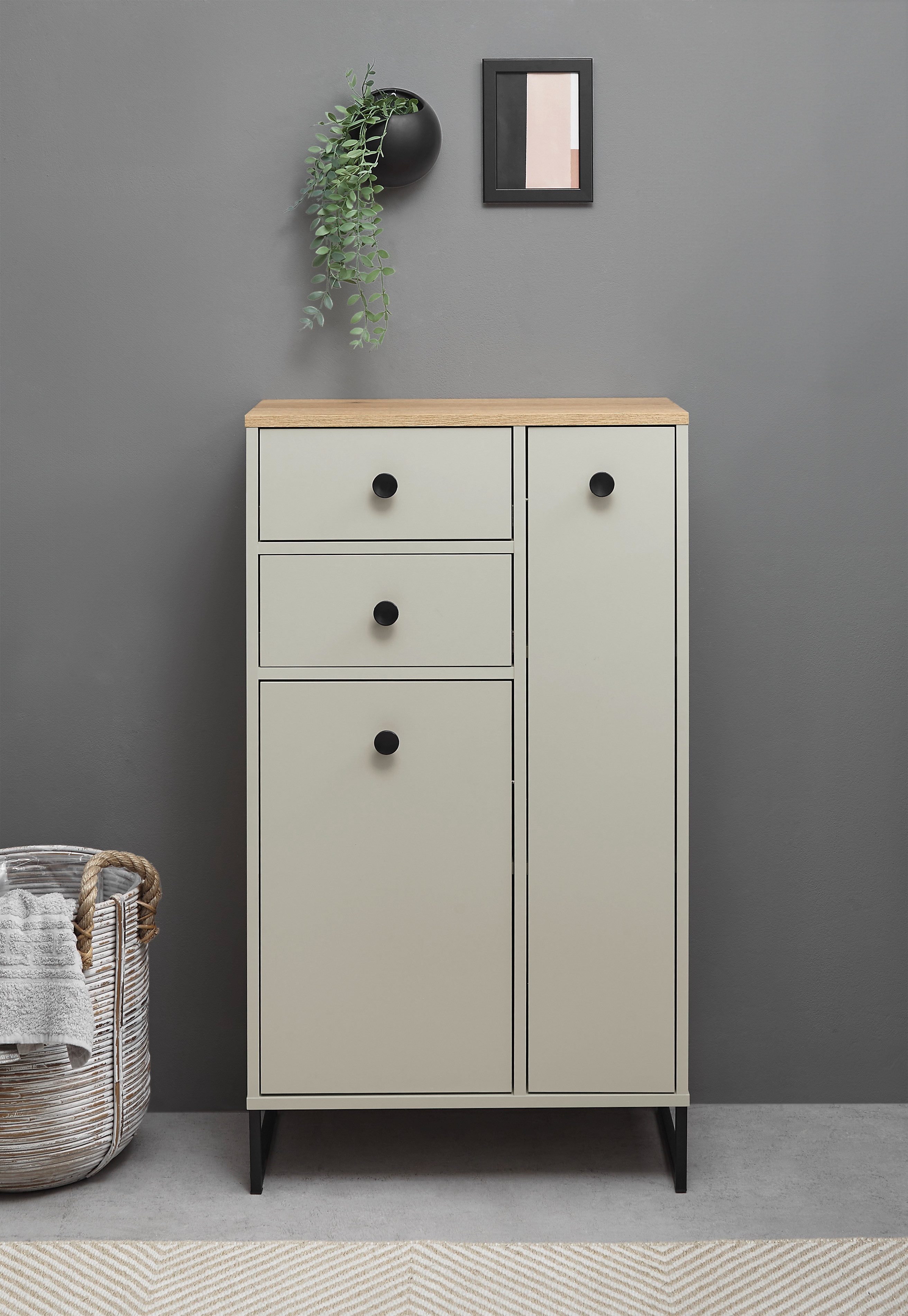 BASIC by Balculina Midischrank Linea (1-St) Breite 38cm, U-Profil Füße, Unterflurauszug
