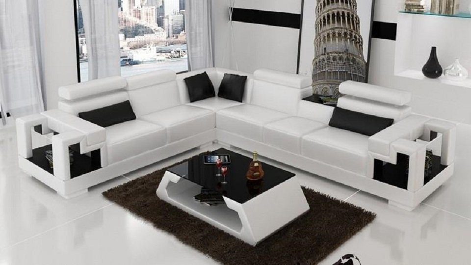 JVmoebel Ecksofa Designer Sofa in Couch Polster Textil Europe Leder Ecksofa Wohnlandschaft Made Regal