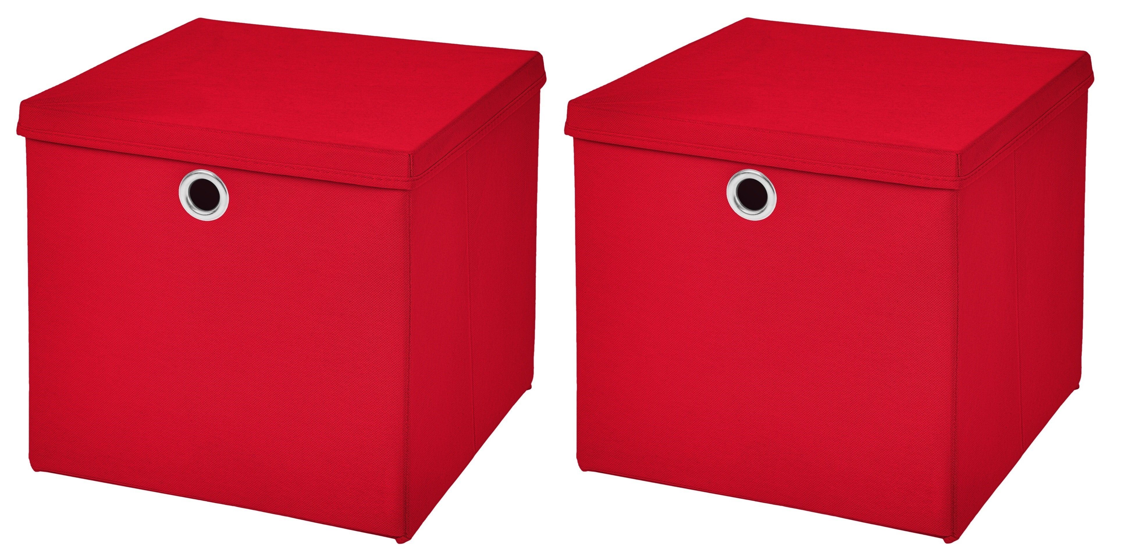 StickandShine Faltbox 2 Stück Faltboxen 28 x 28 x 28 cm faltbar mit Deckel Aufbewahrungsbox