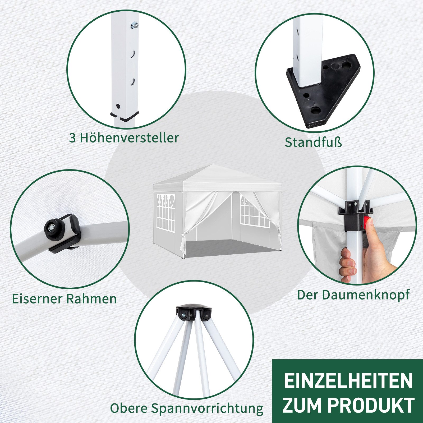 LALAHO Faltpavillon 3x3 m Gartenpavillon mit 4 seitenteilen Pop Up Pavillon günstig online kaufen