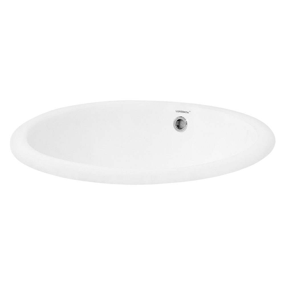 LuxeBath Waschbecken Waschtisch Aufsatzwaschbecken aus Keramik für Badezimmer / Gäste-WC, Aufsatzwaschtisch Handwaschbecken Oval 49x40,5x19,5 cm Weiß