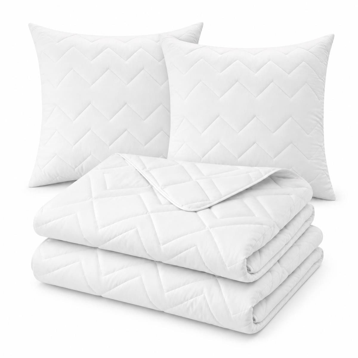 SEI Design Microfaserbettdecke Doppelpack 2x Sommer Bettdecken 135x200 + 2x Kissen 80x80, Füllung: Polyester, kochfest