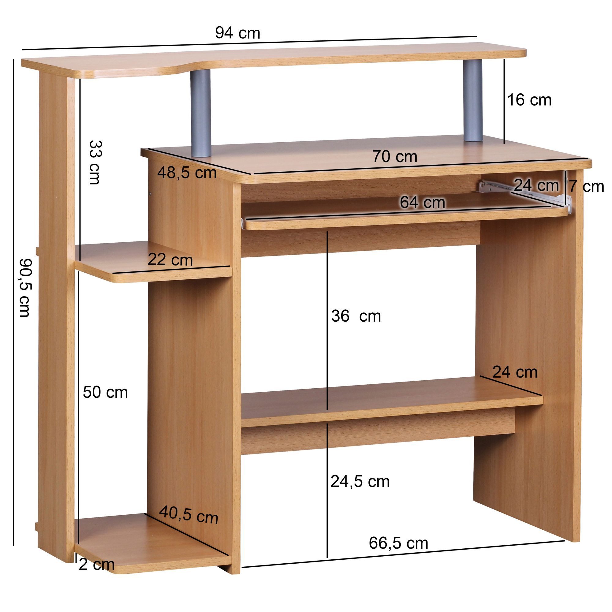 FINEBUY Schreibtisch SuVa1905_1 Computertisch 94x90,5x48,5 cm Modern mit Ta günstig online kaufen
