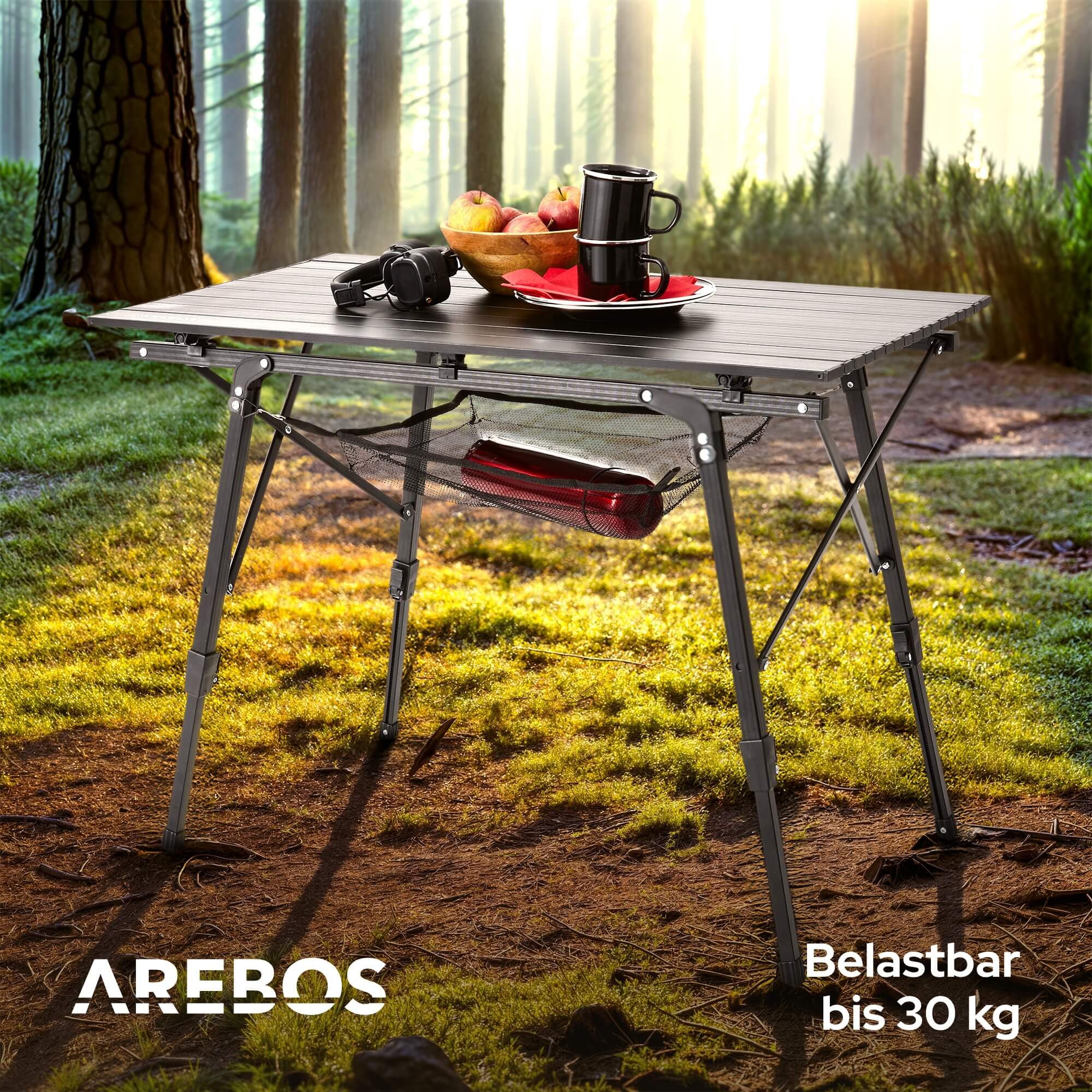 Arebos Campingtisch 120x70 cm Reisetisch faltbar, klappbar für Camping, Picknick & Balkon, Belastbarkeit: 30 kg – Bild 4 von 5