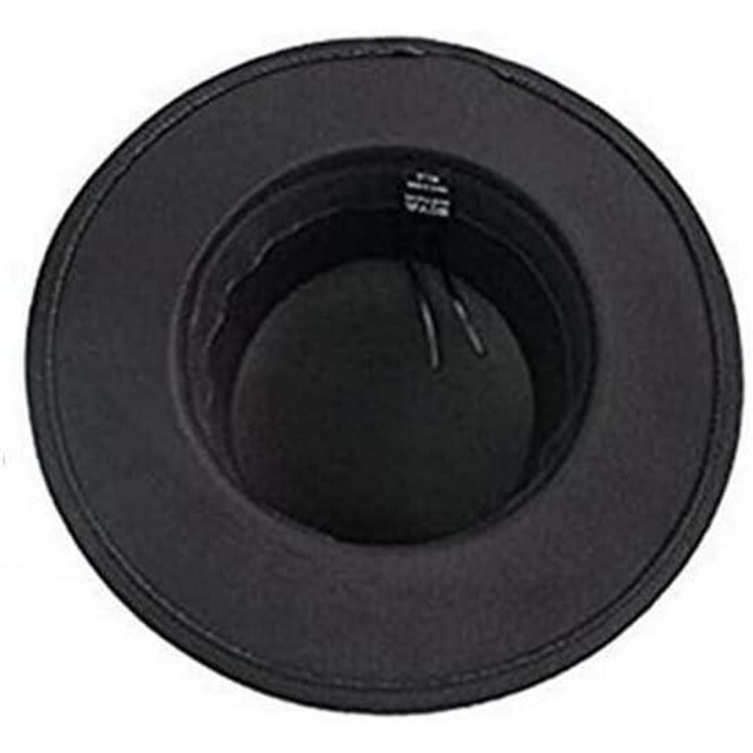 LuxusKollektion Fedora Flacher Hut Fedora schwarz breite Krempe Einheitsgröße – Bild 2 von 5